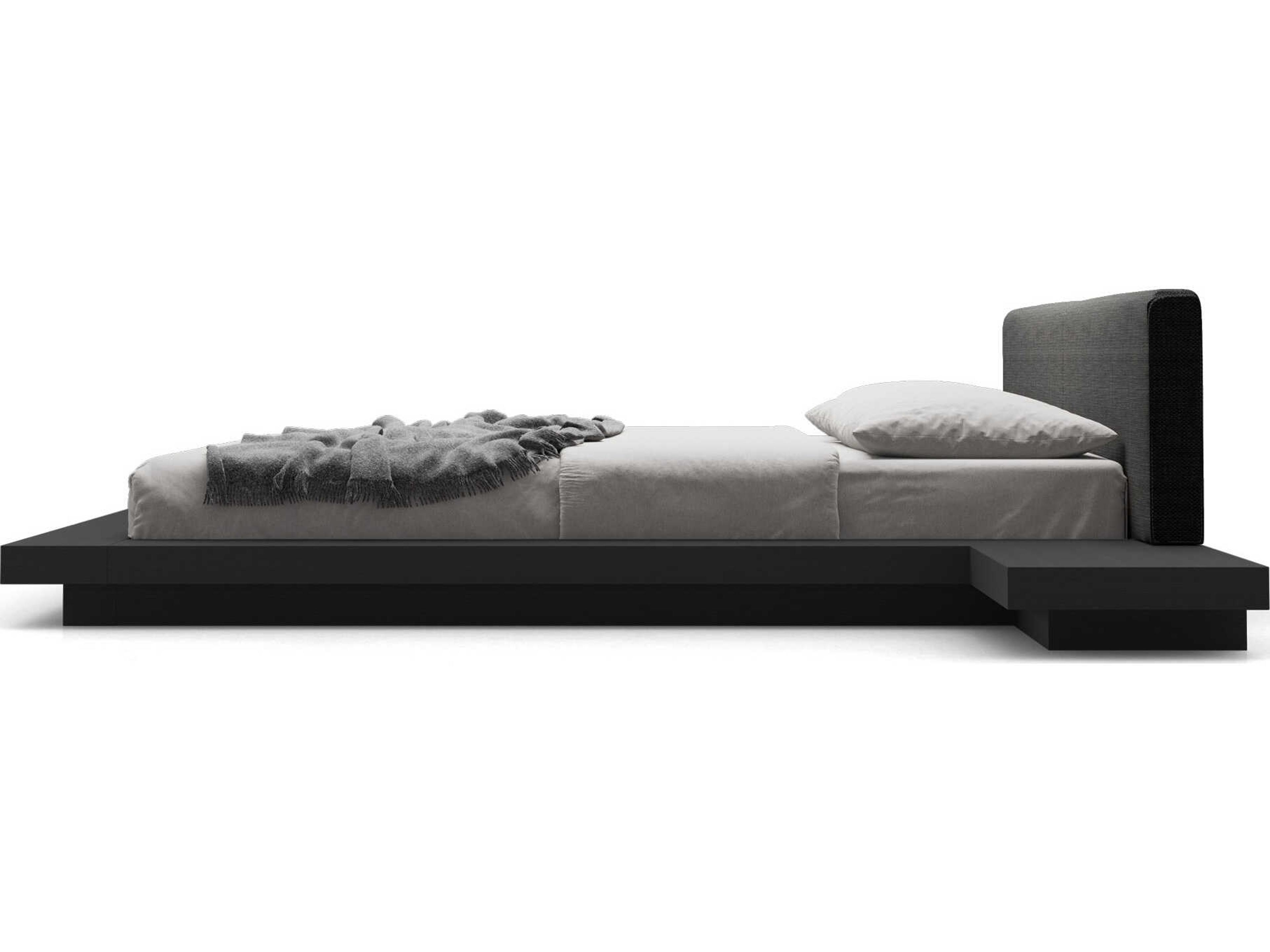 Luxcor Modluxe Akanji Queen Bed in Soft Carbon Fabric and Wenge