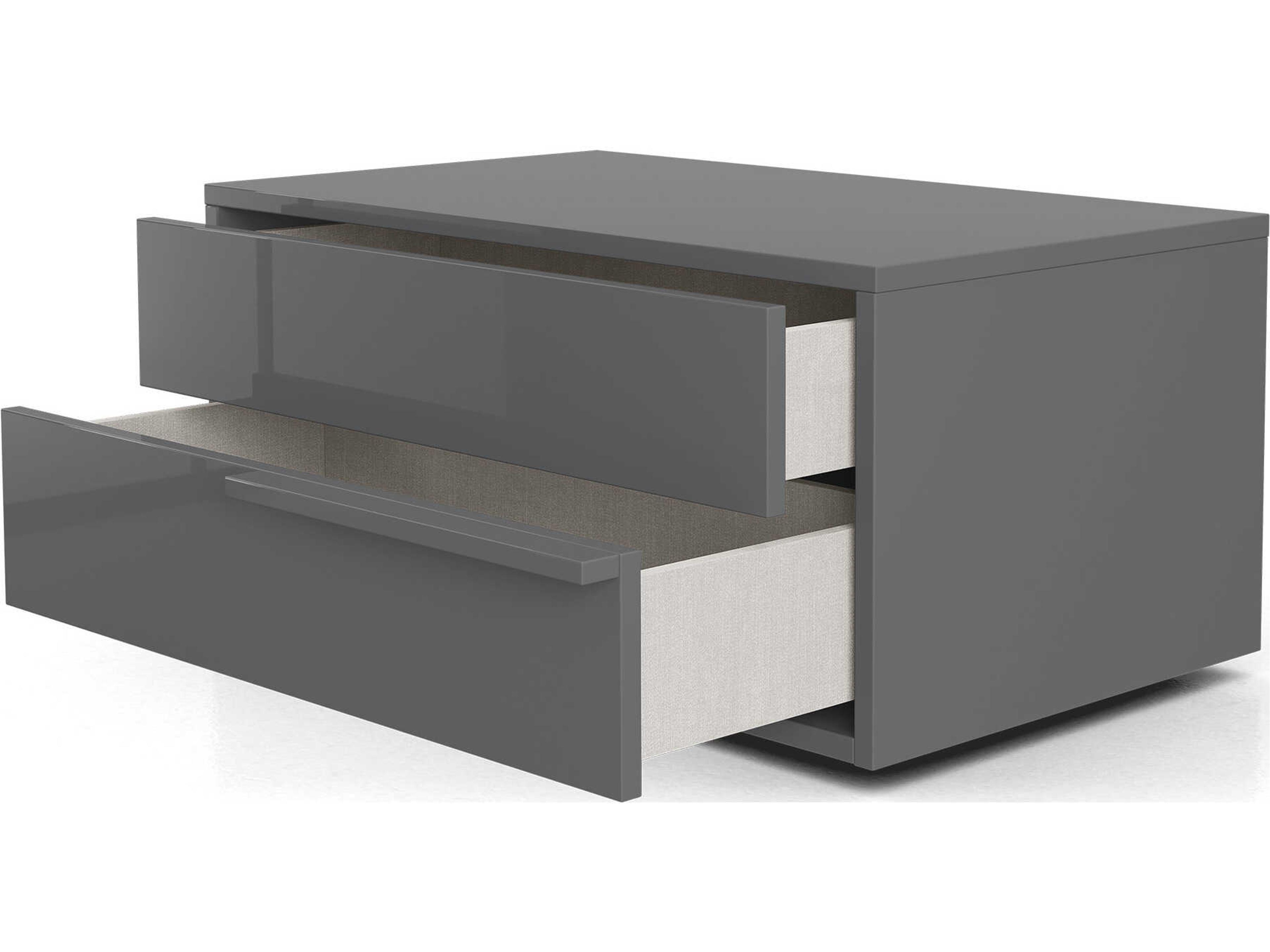 Luxcor Modluxe Harrow Nightstand Glossy Dark Gull Gray / Left-Facing