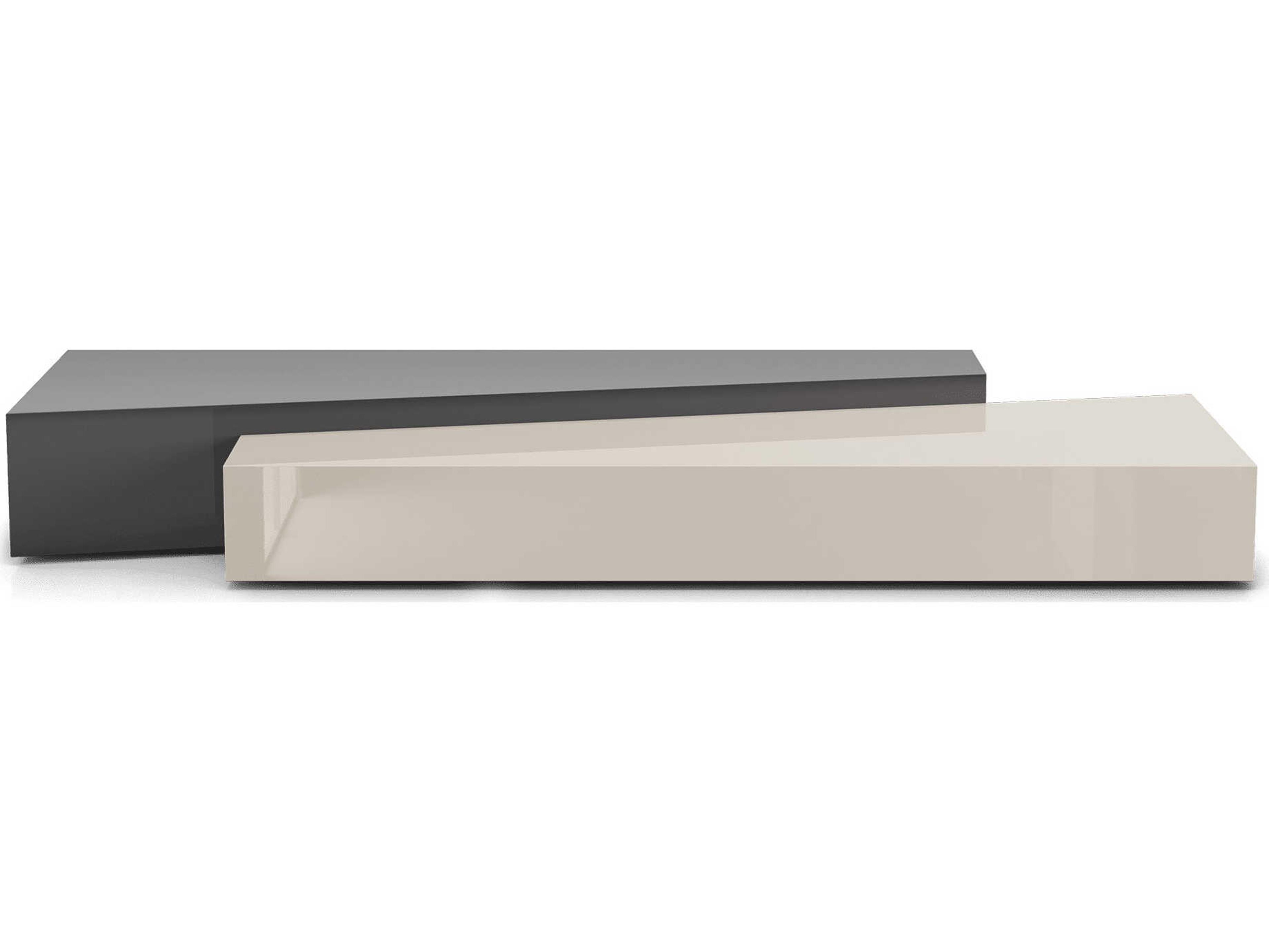 Luxcor Modluxe Loftus Coffee Tables in Glossy Dark Gull Gray and Glossy Chateau Gray