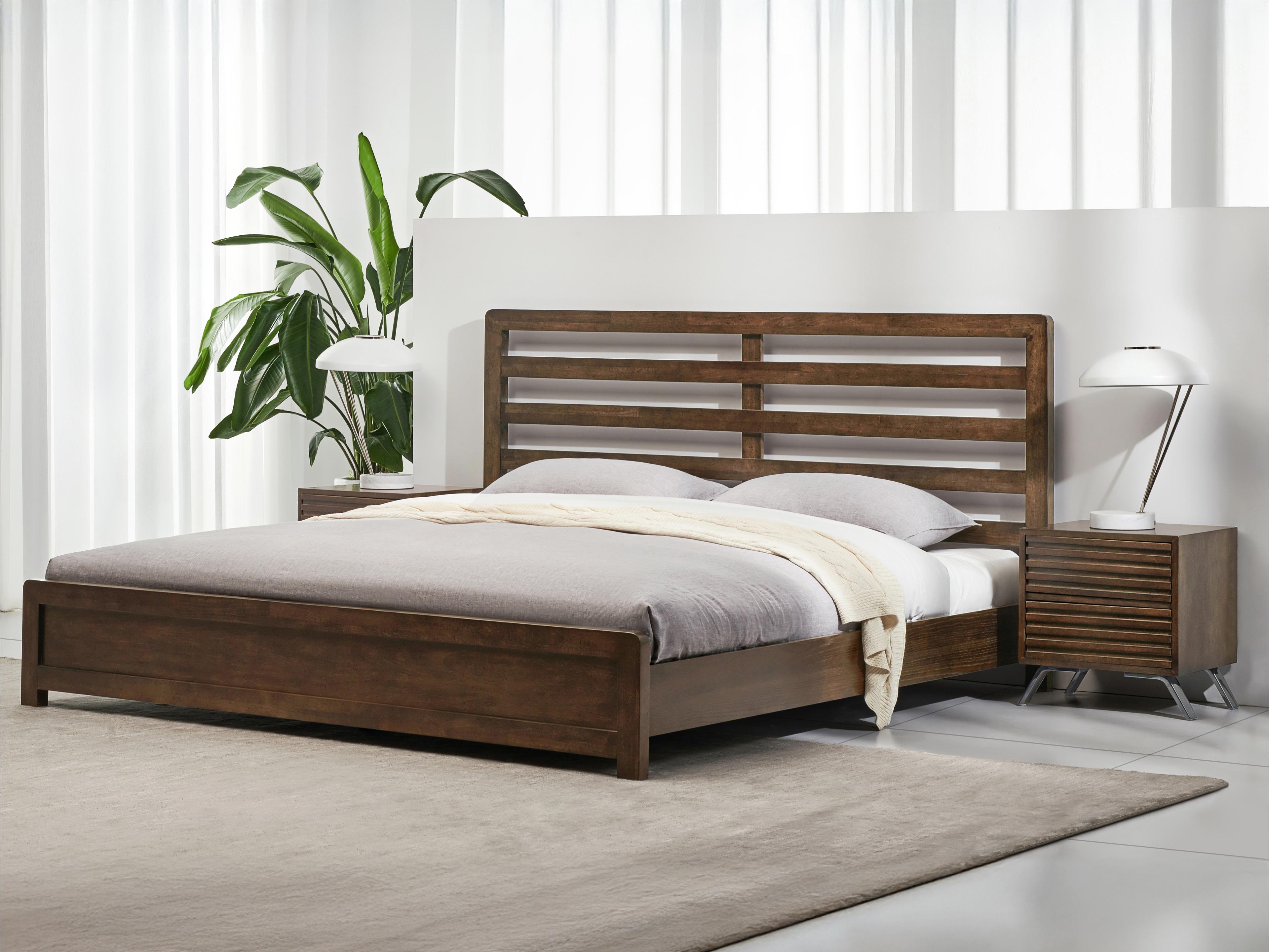 Luxecor Atelier Brown Oak Wood King Platform Bed