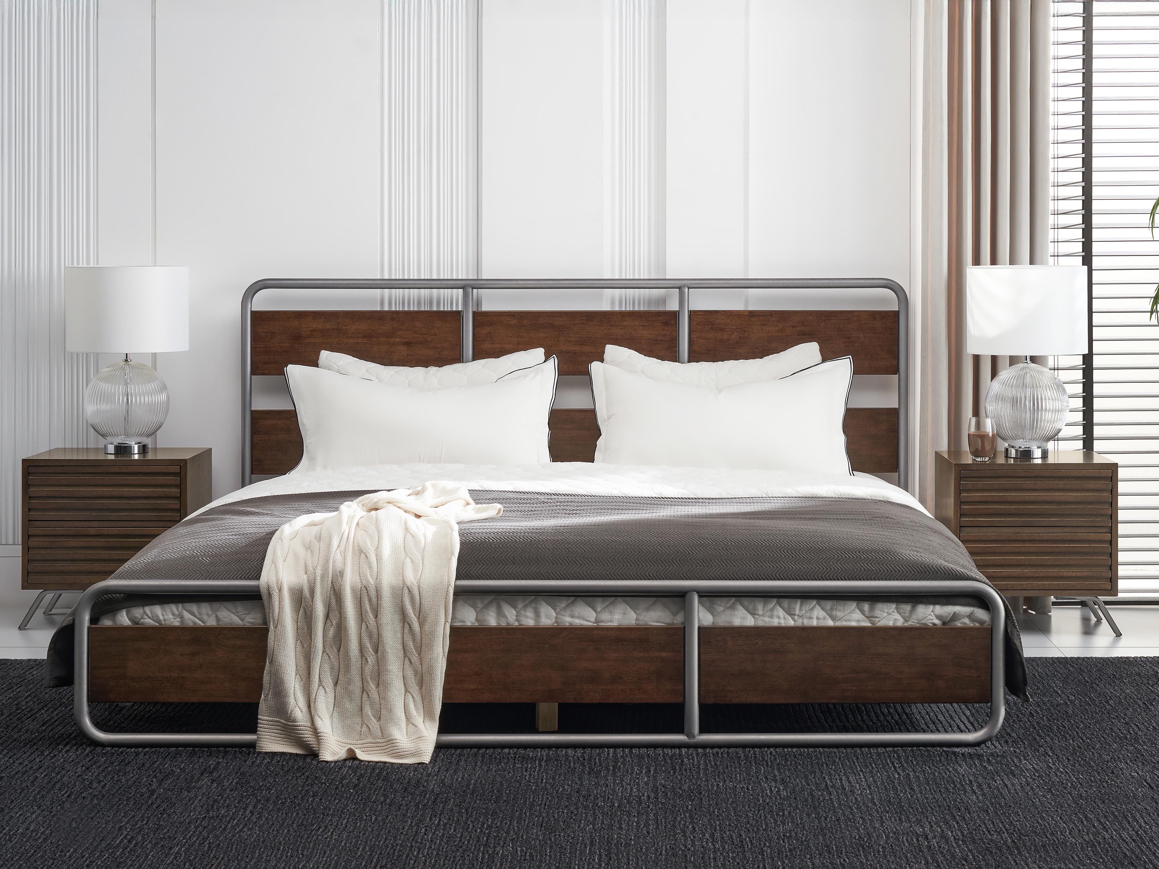 Luxecor Atelier Brown Oak Wood King Platform Bed