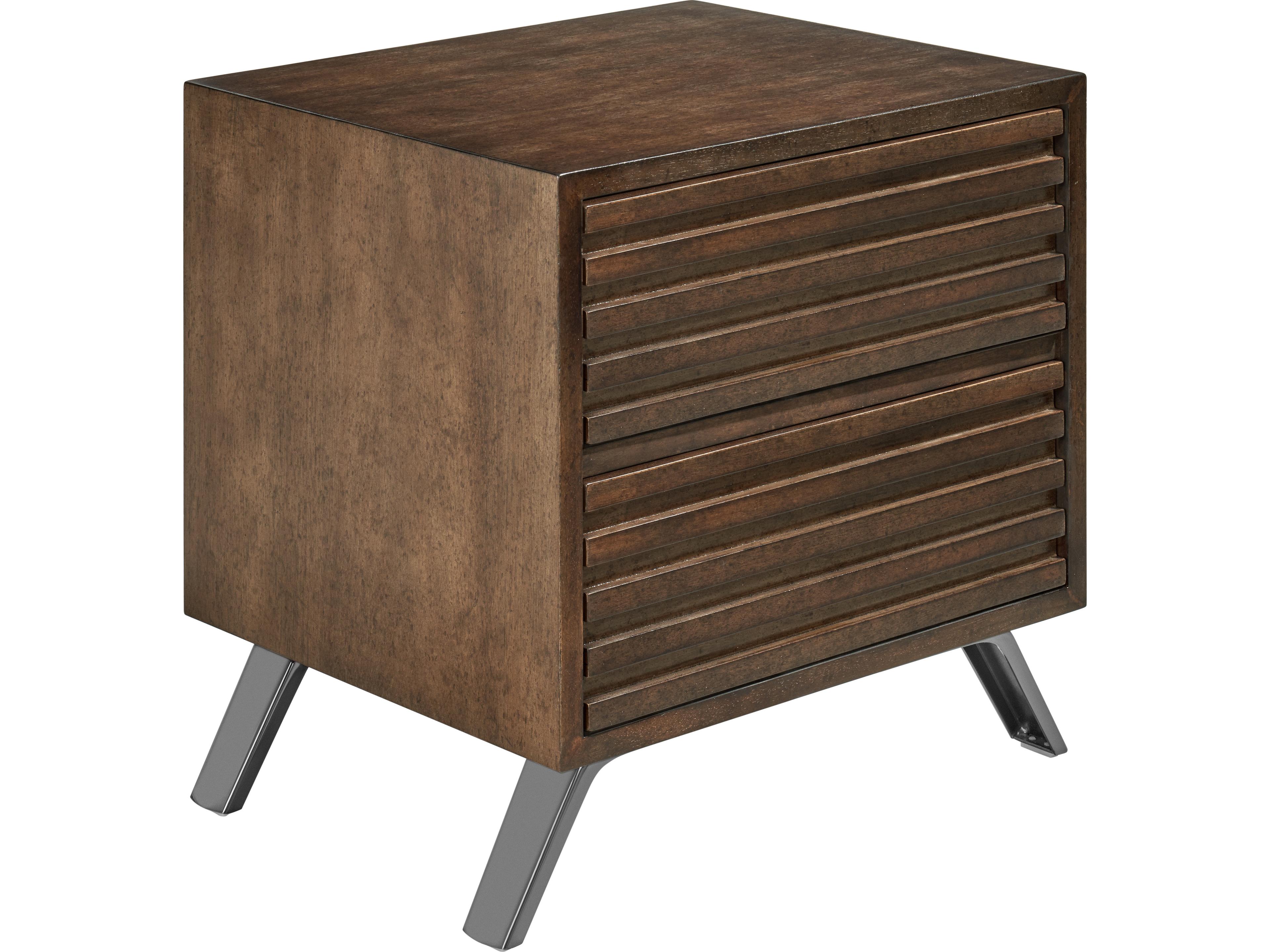 Atelier 2-Drawers Brown Oak Wood Nightstand