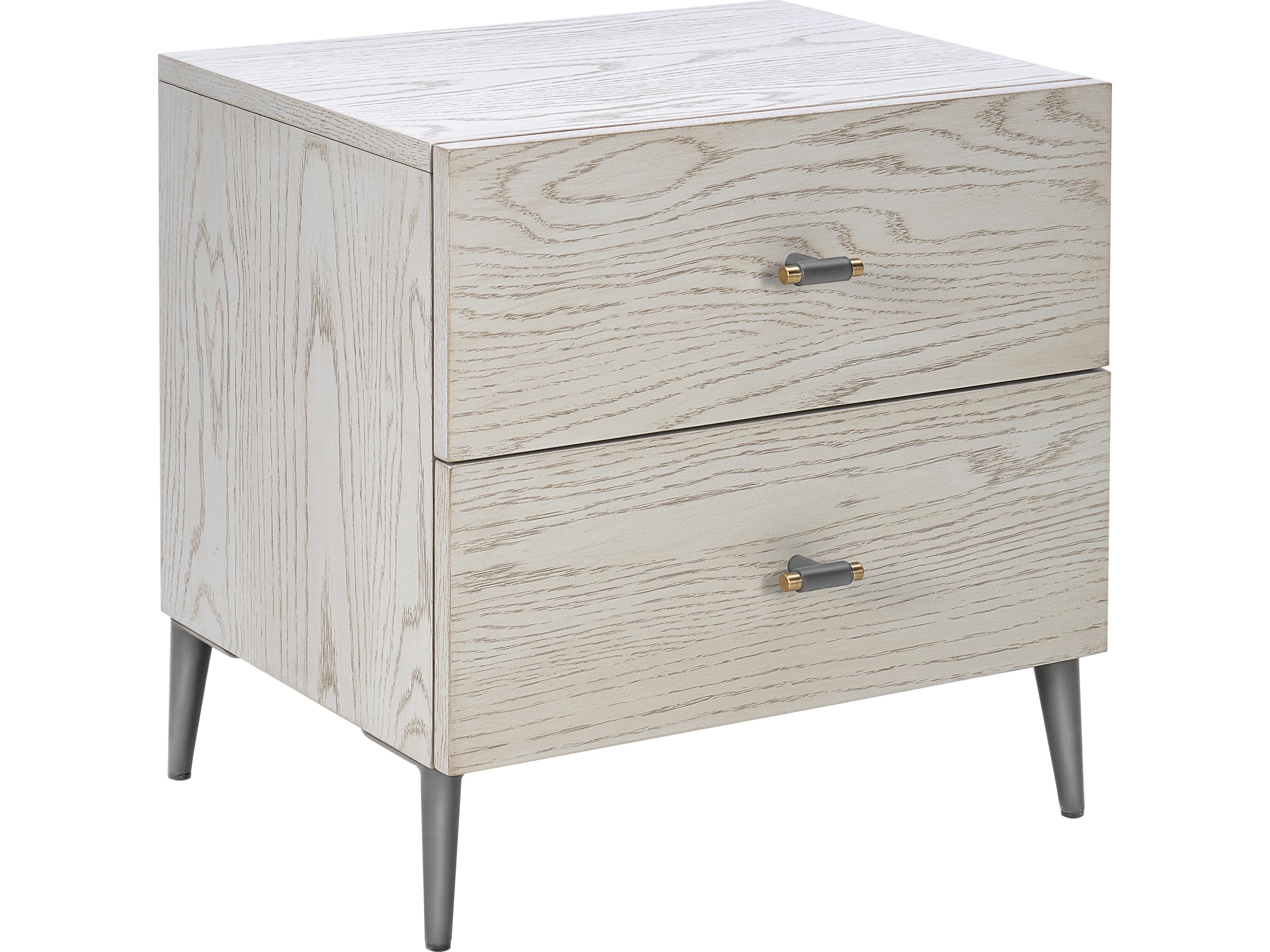 Atelier 2-Drawers White Oak Wood Nightstand