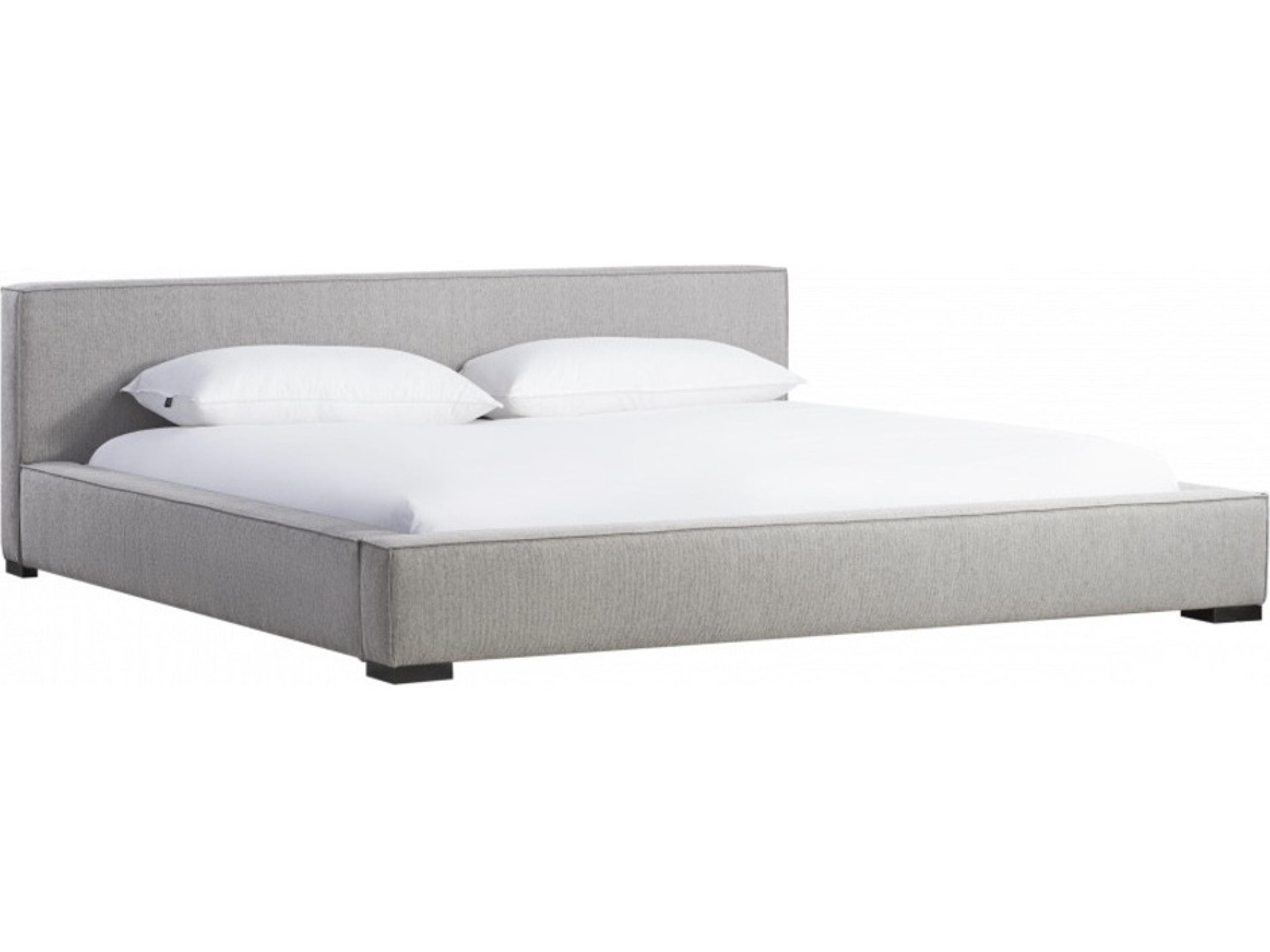 Atelier Gray Rubberwood Upholstered Queen Platform Bed