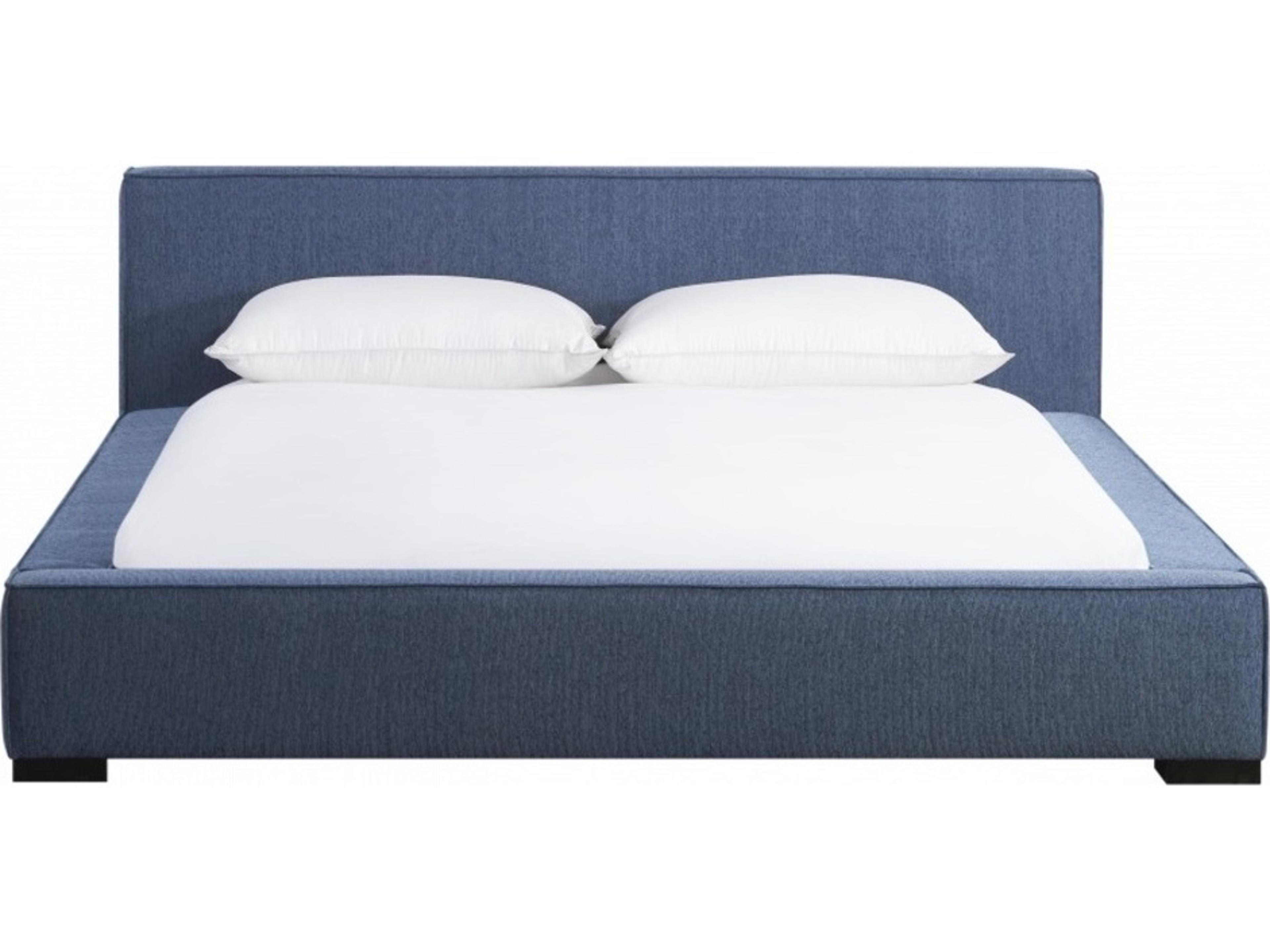 Luxecor Atelier Blue Rubberwood Upholstered King Platform Bed