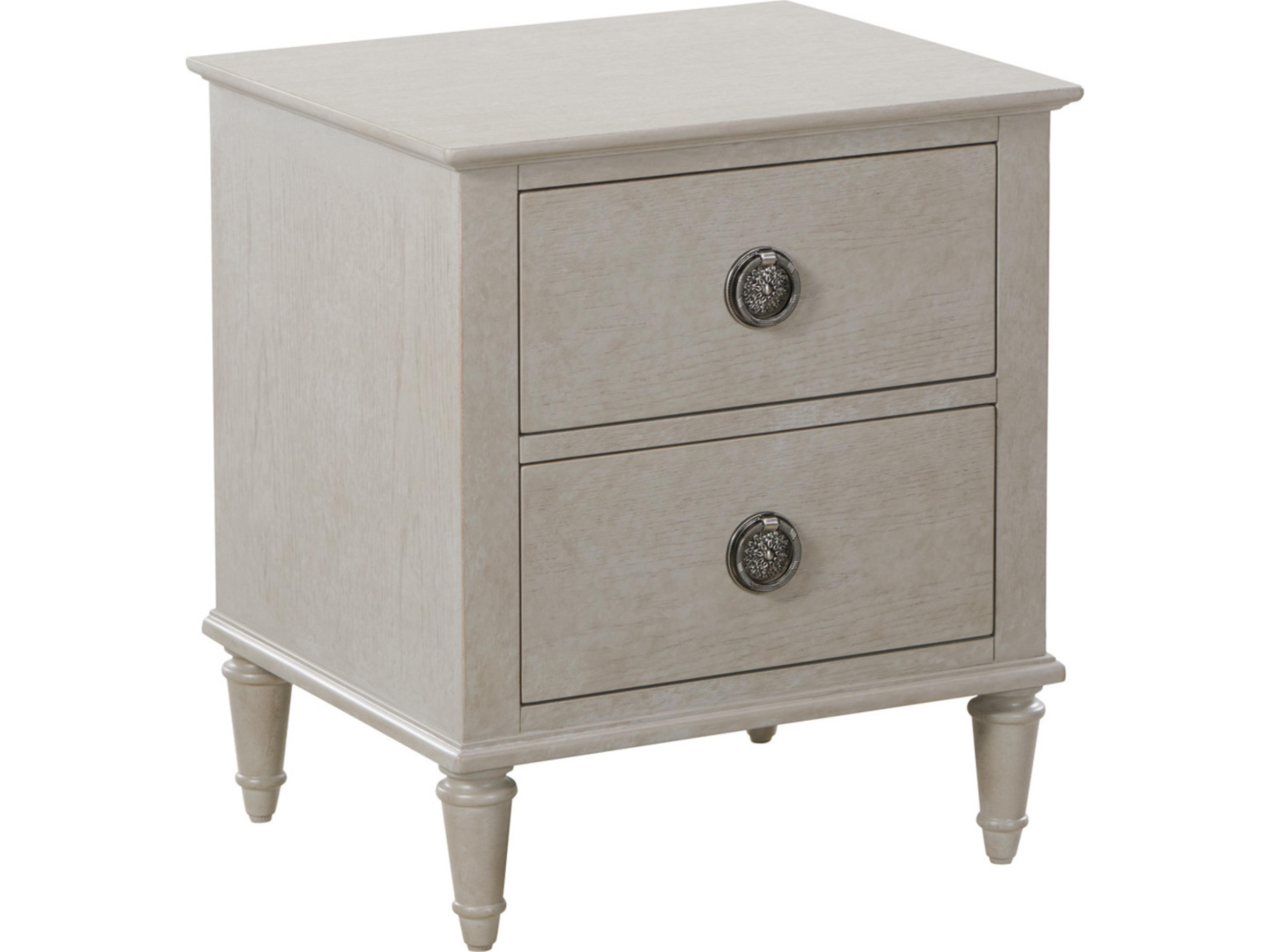 Atelier 2-Drawers Gray Rubberwood Nightstand