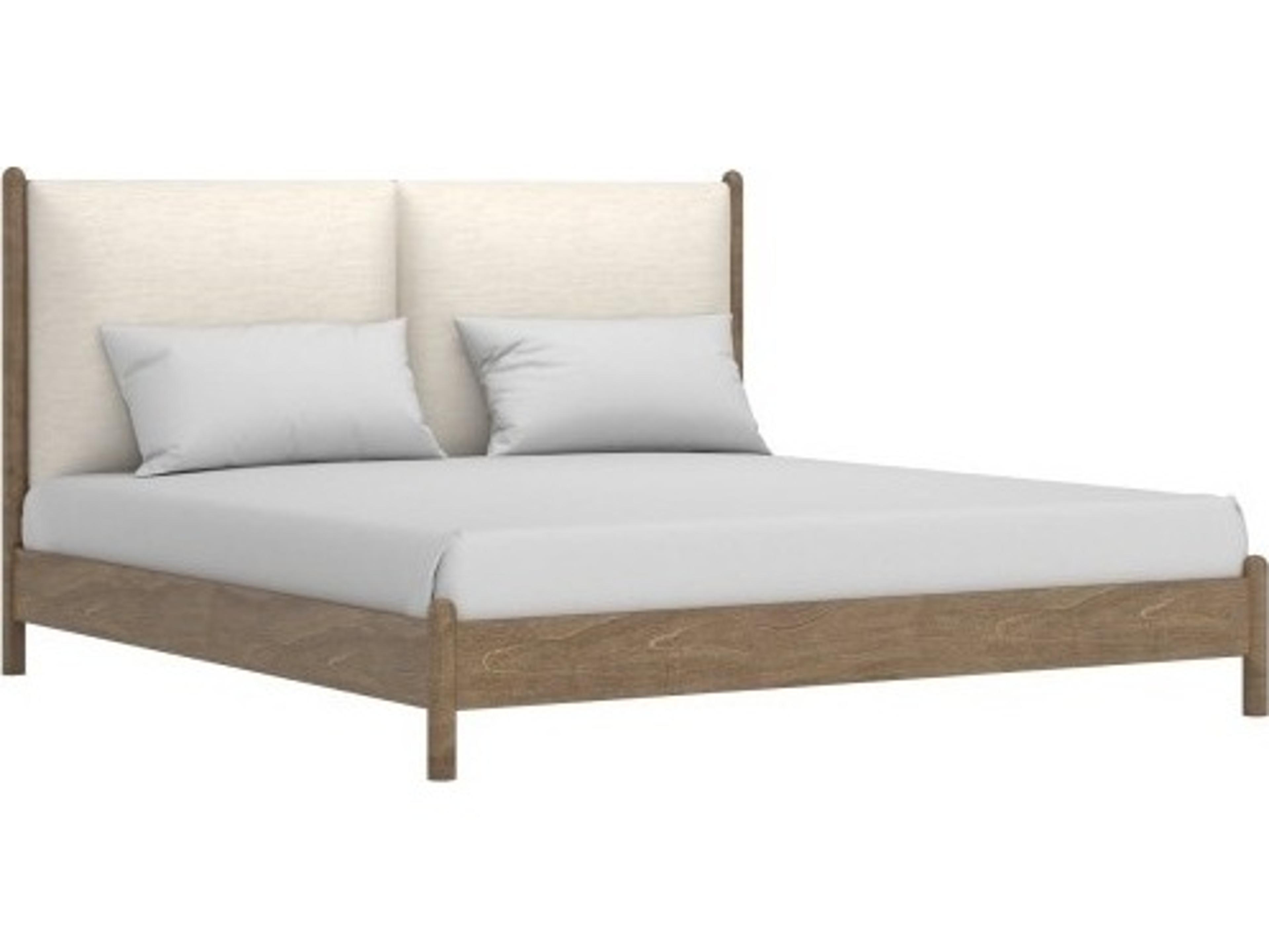 Atelier Natural Rubberwood Upholstered Queen Panel Bed