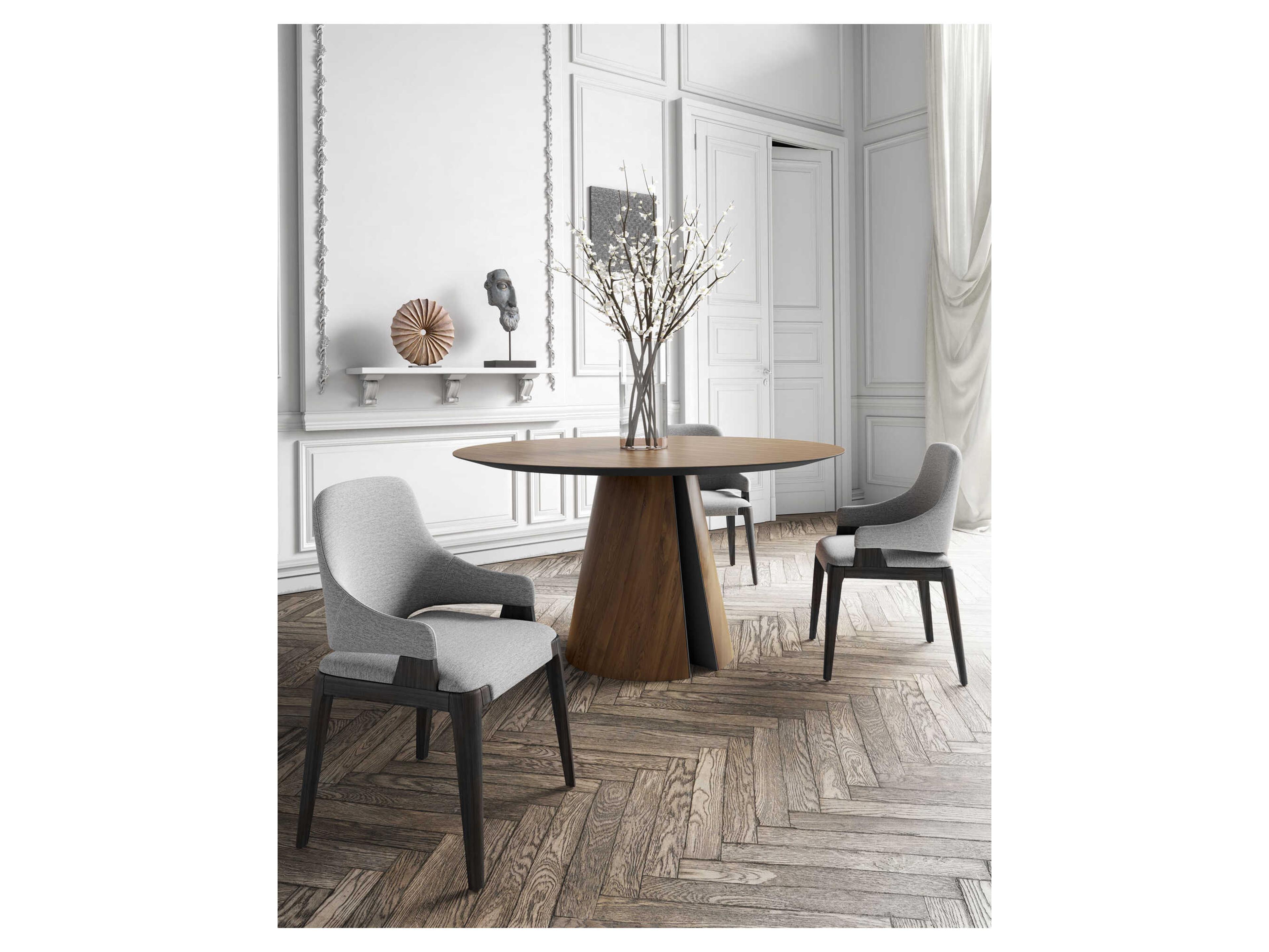 Luxcor Modluxe Dumfries Dining Chair in Storm Gray Fabric and Seared Ash