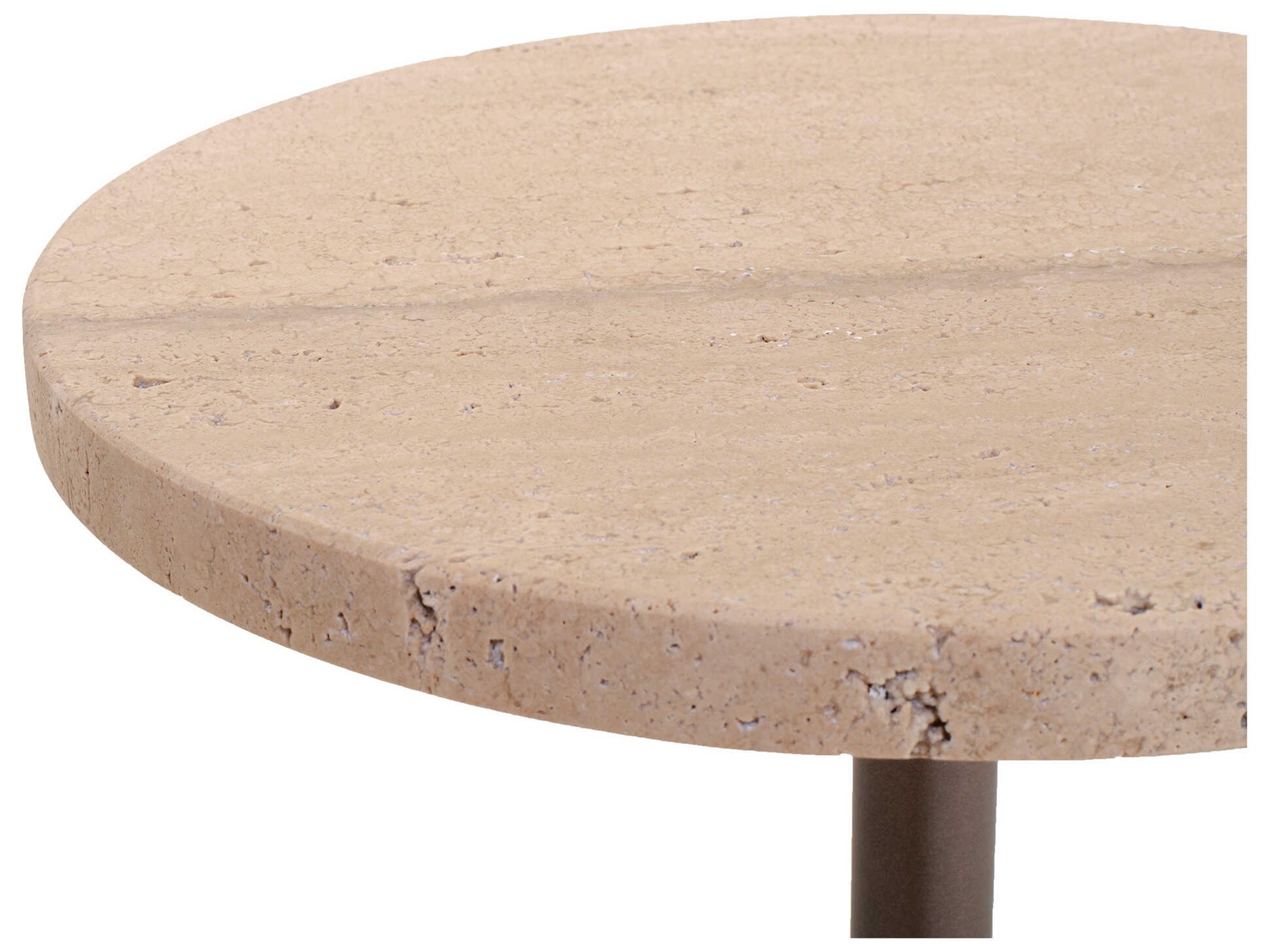 Luxcor Modluxe Suez Side Table in Travertine and Bronze