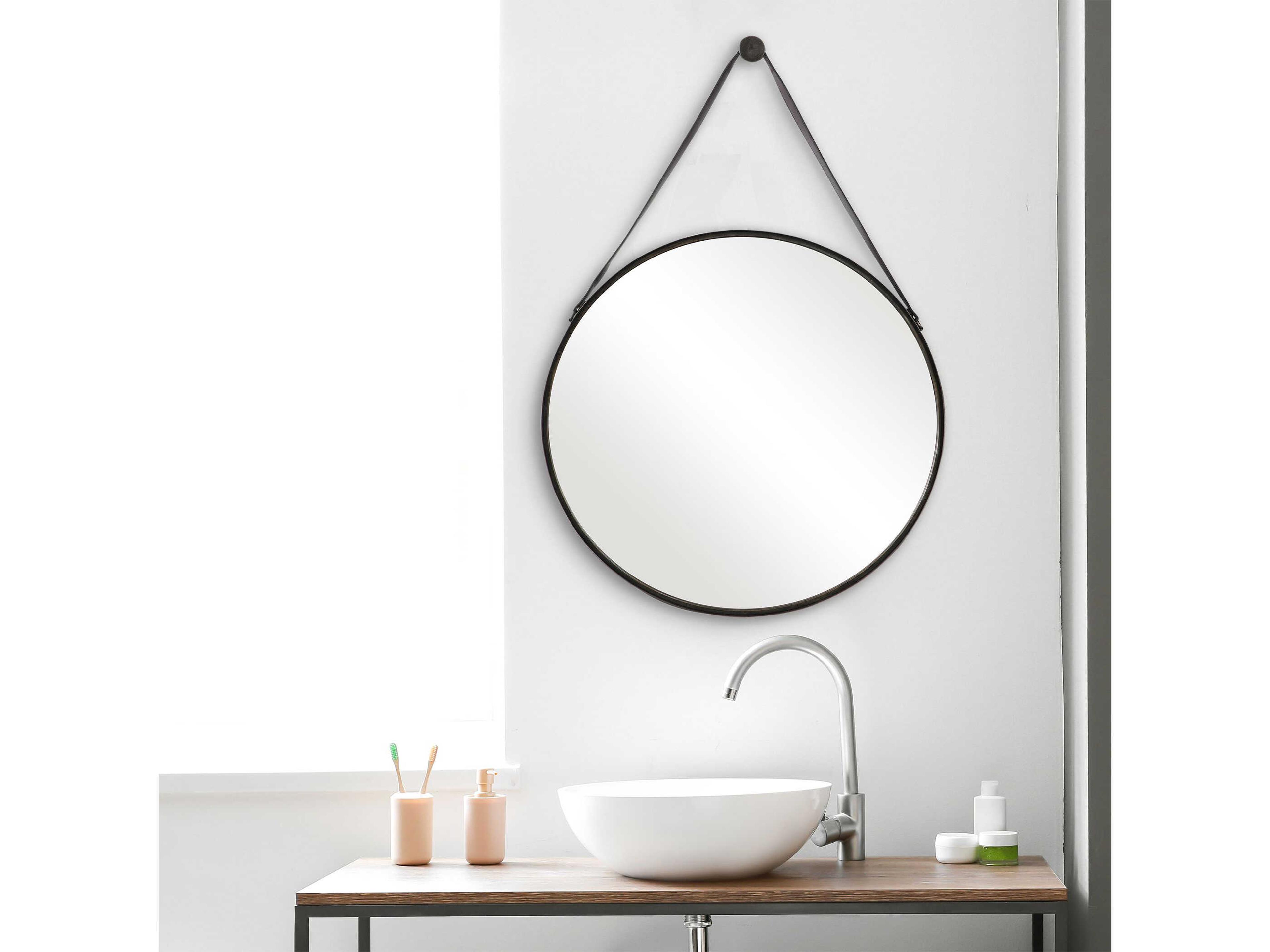 Luxecor Illumination Antique Bronze Round Wall Mirror