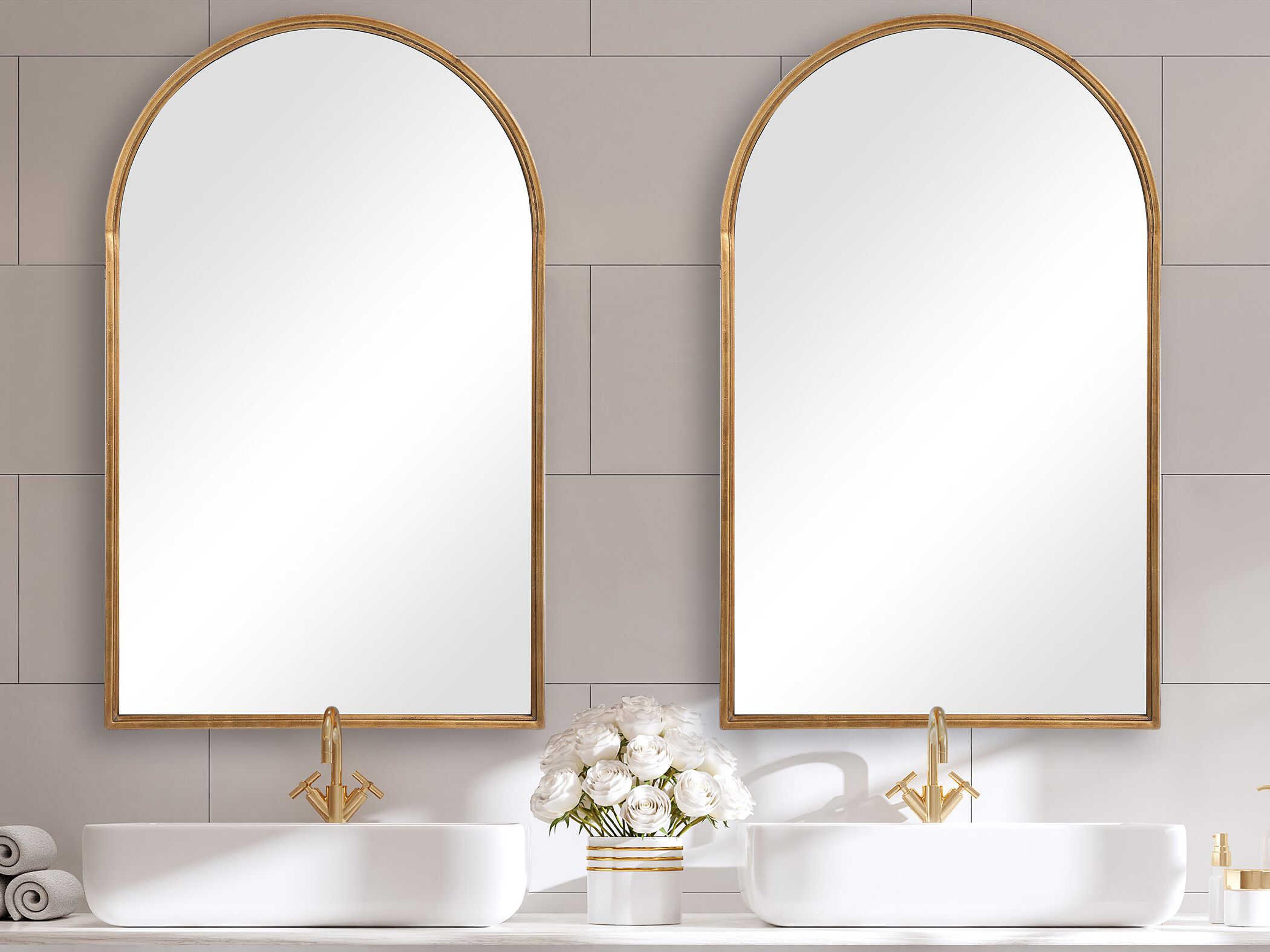 Luxecor Illumination Lightly Antiqued Gold Leaf Wall Mirror