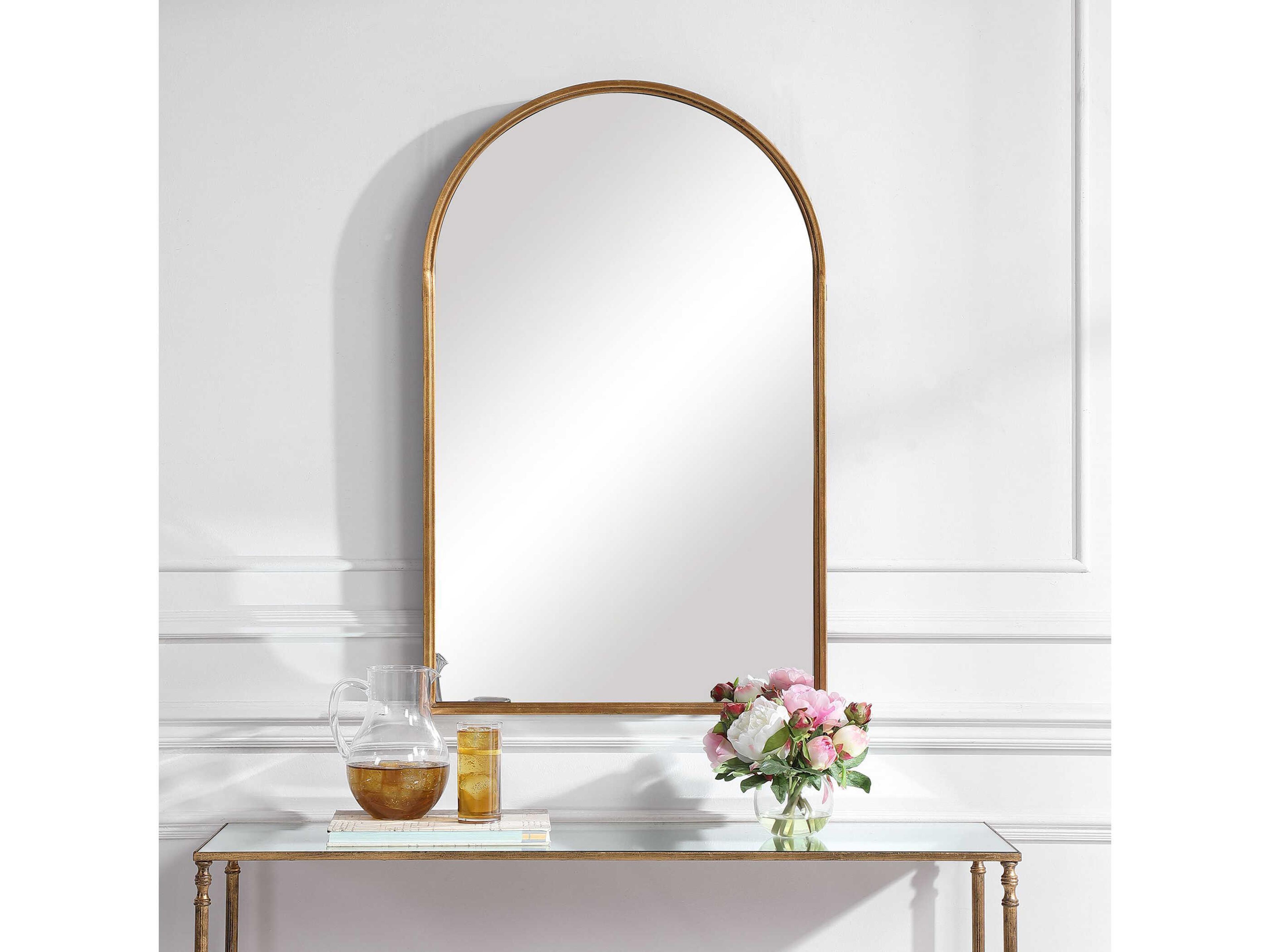 Luxecor Illumination Lightly Antiqued Gold Leaf Wall Mirror