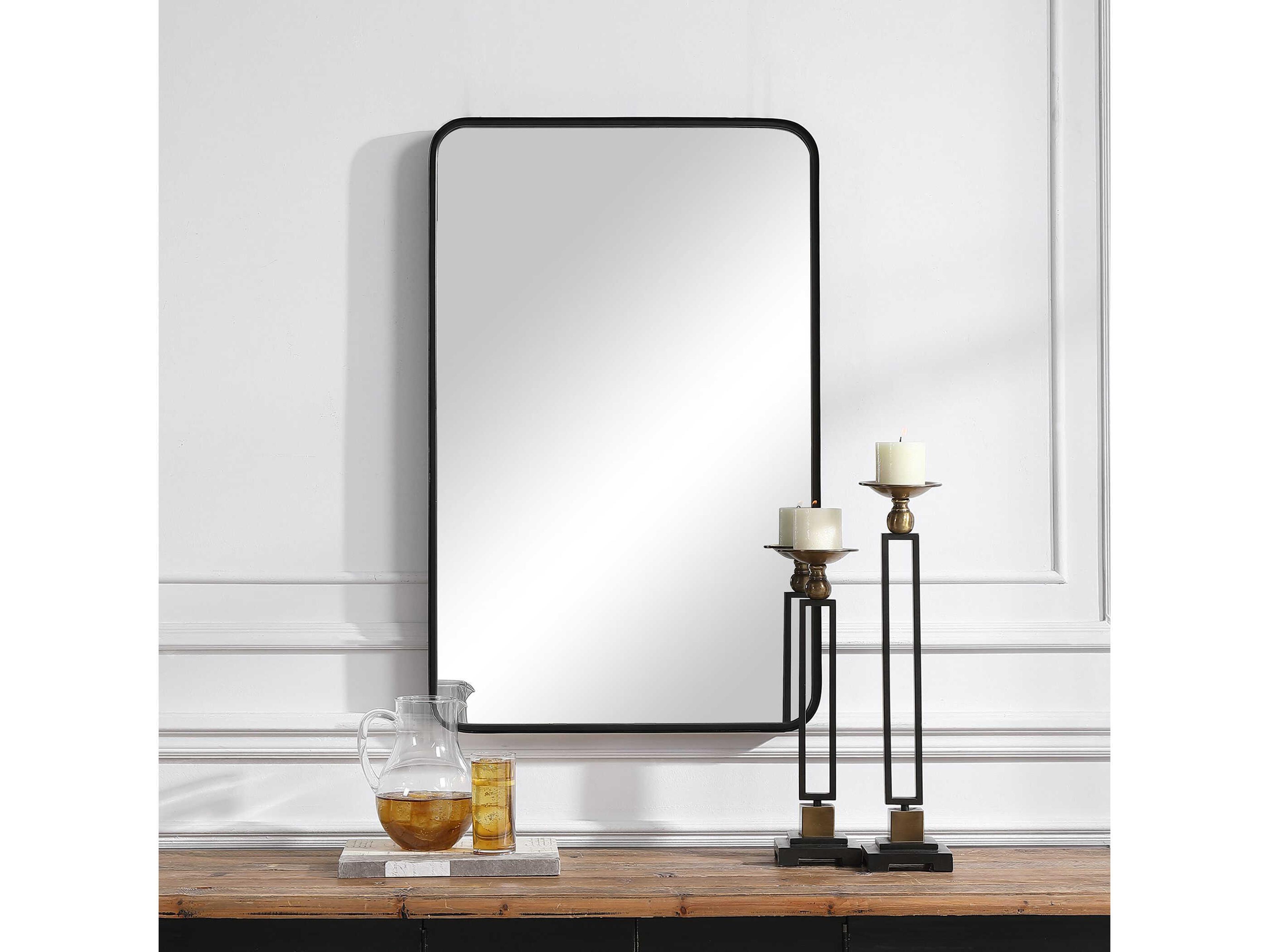 Luxecor Illumination Satin Black Rectangular Wall Mirror