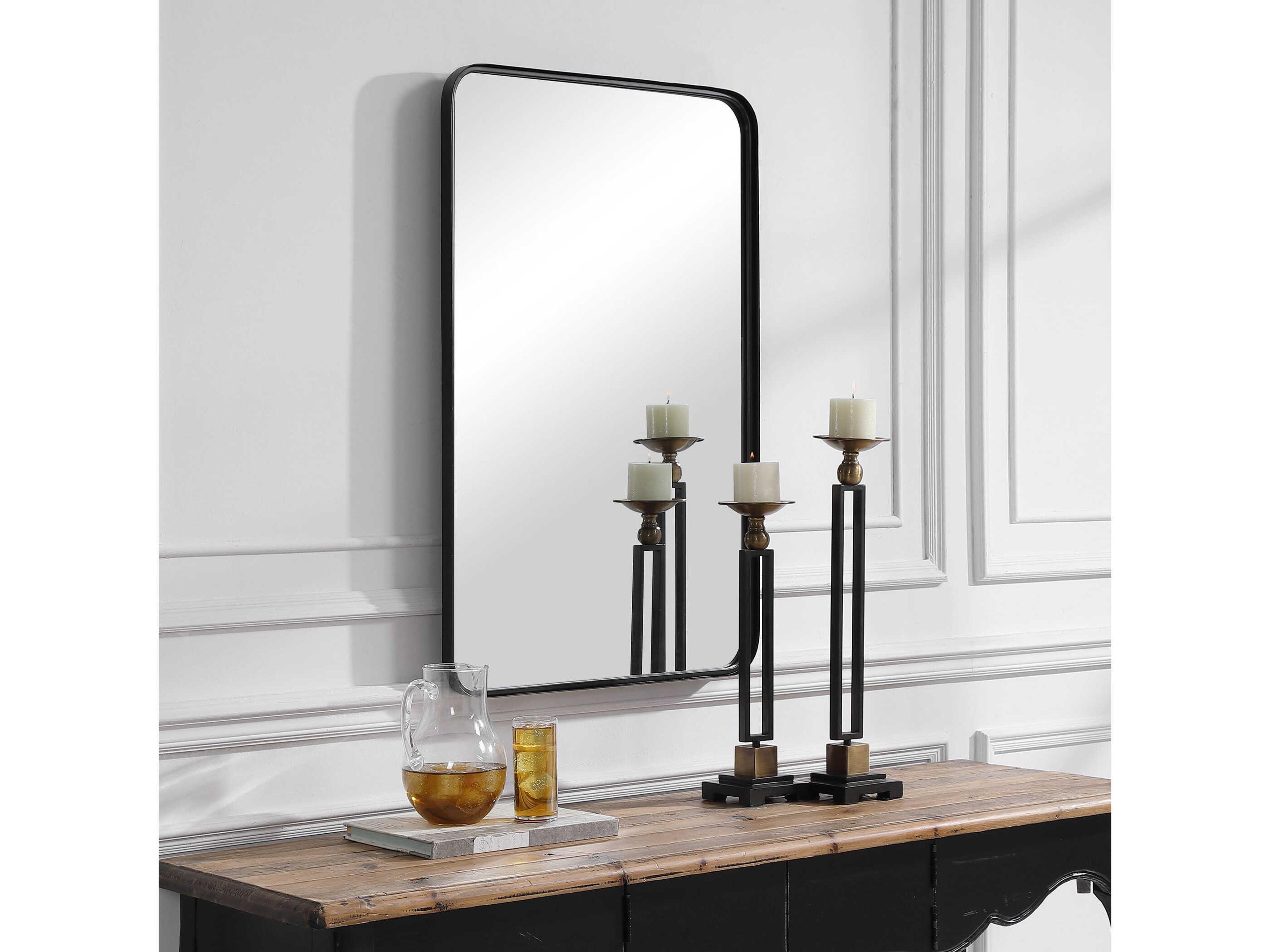 Luxecor Illumination Satin Black Rectangular Wall Mirror