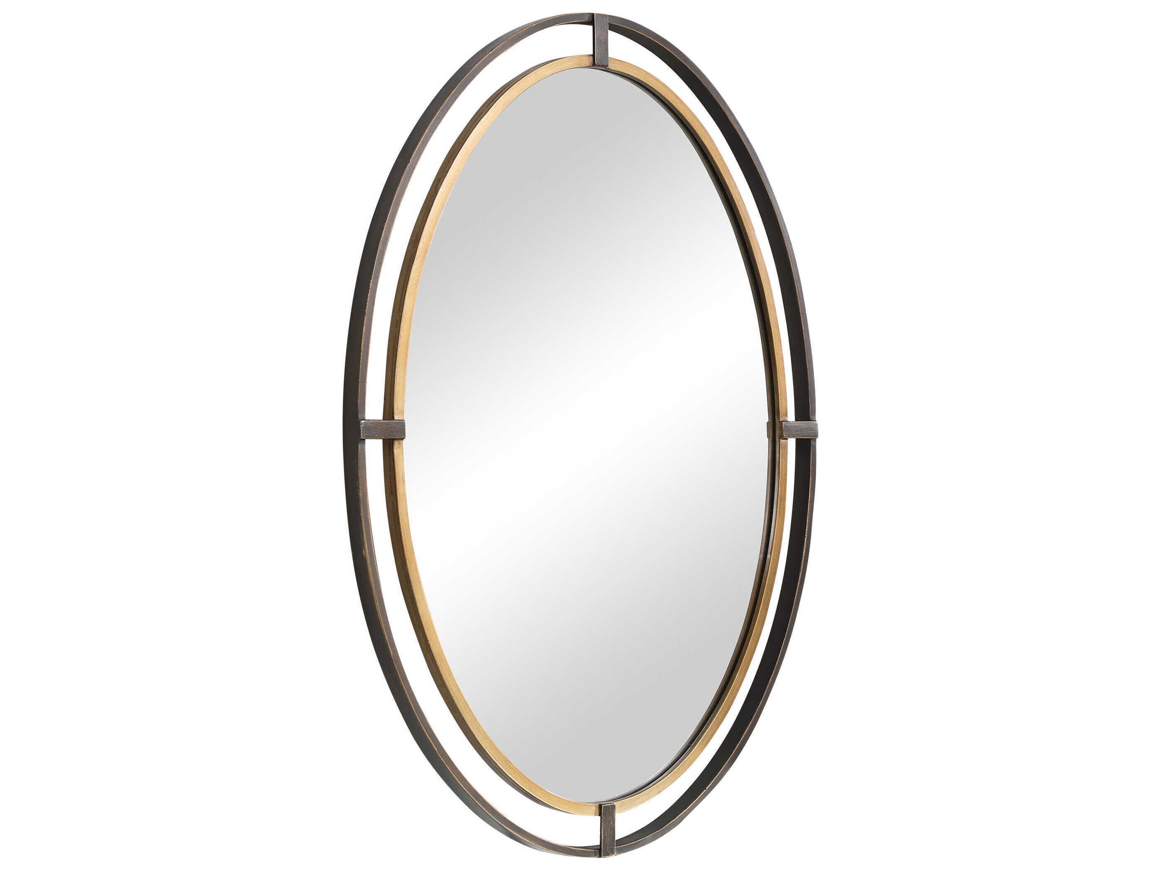 Luxecor Illumination Rustic Bronze Gold Oval Wall Mirror
