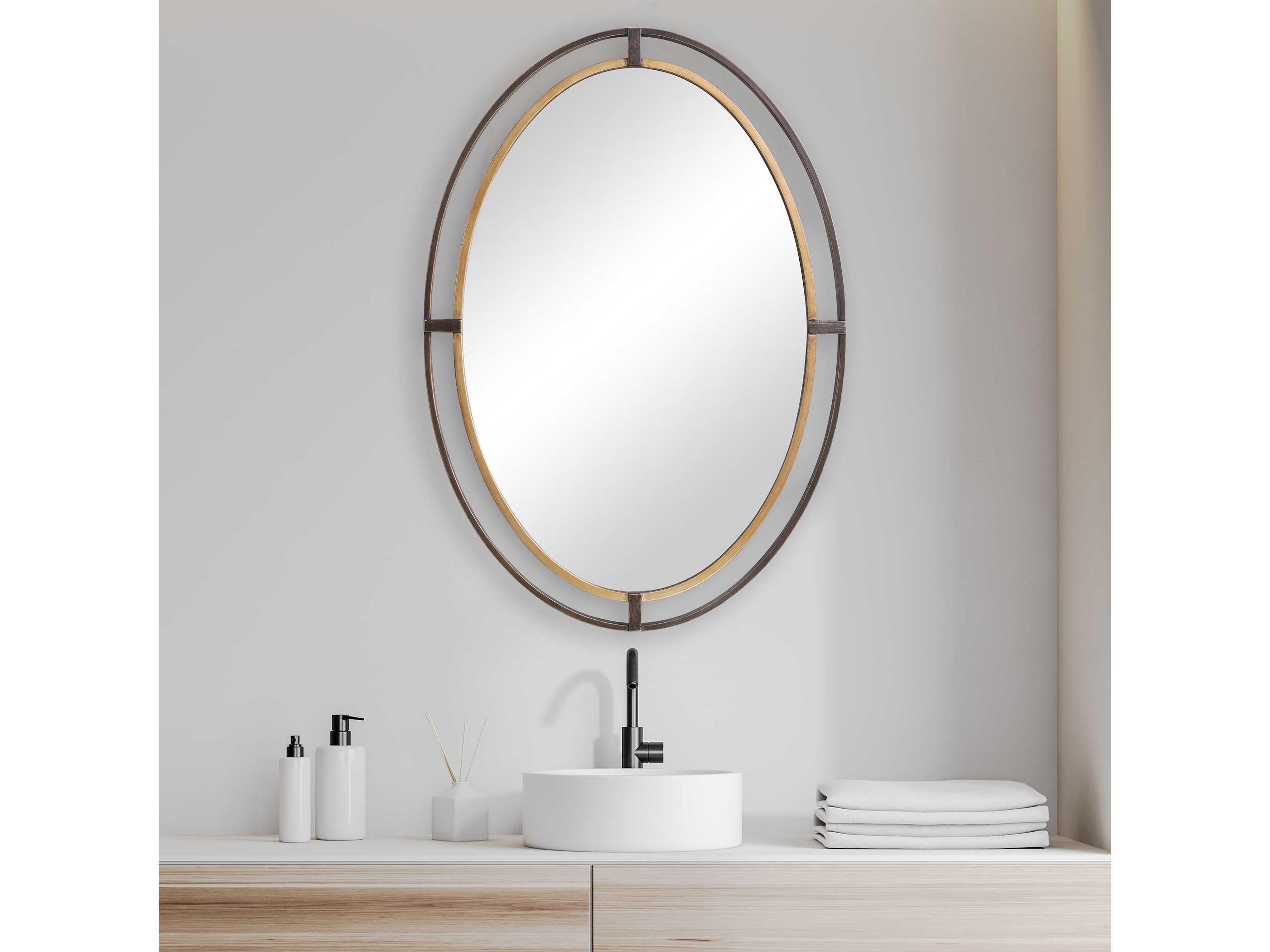 Luxecor Illumination Rustic Bronze Gold Oval Wall Mirror