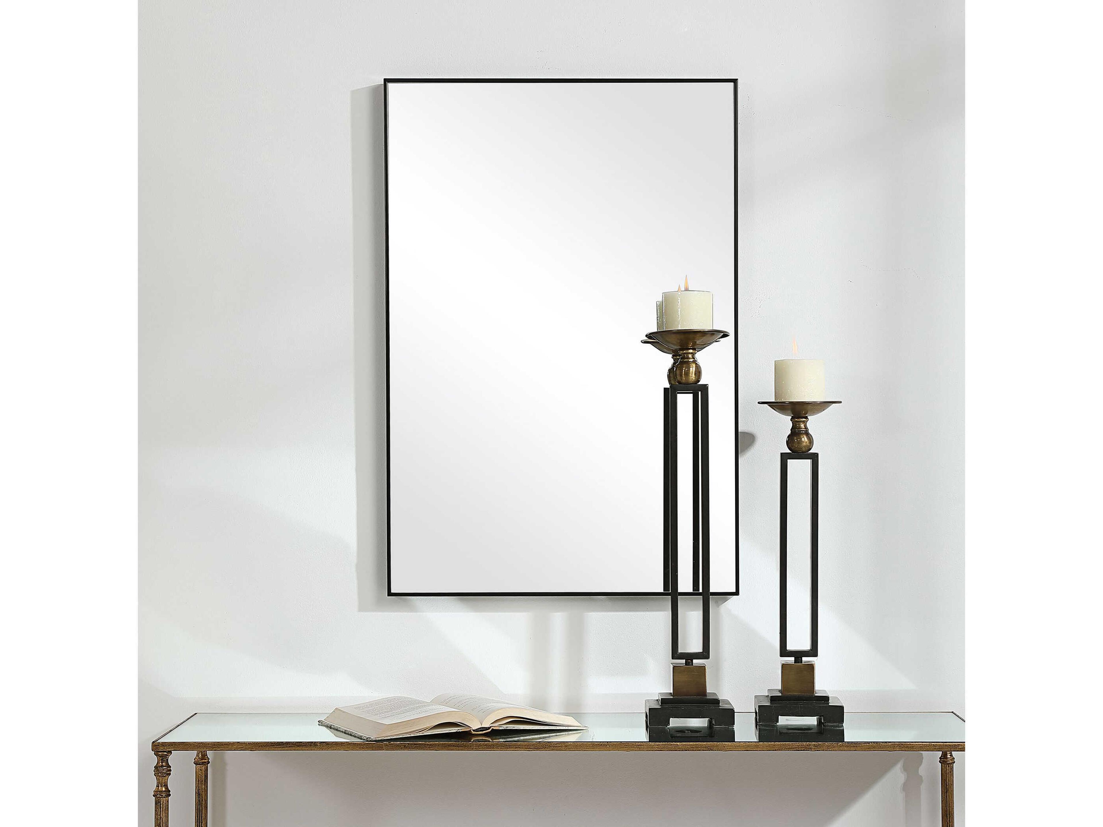 Luxecor Illumination Black Rectangular Wall Mirror