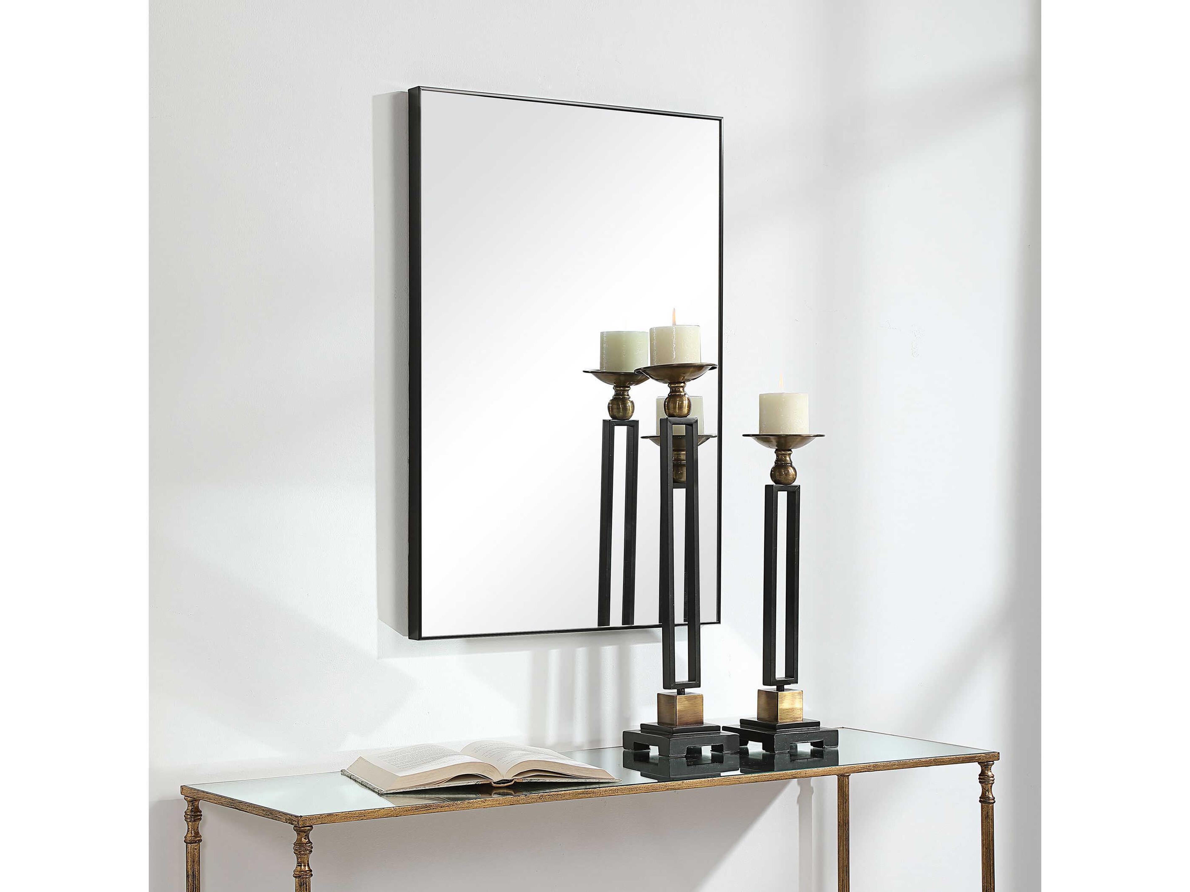 Luxecor Illumination Black Rectangular Wall Mirror