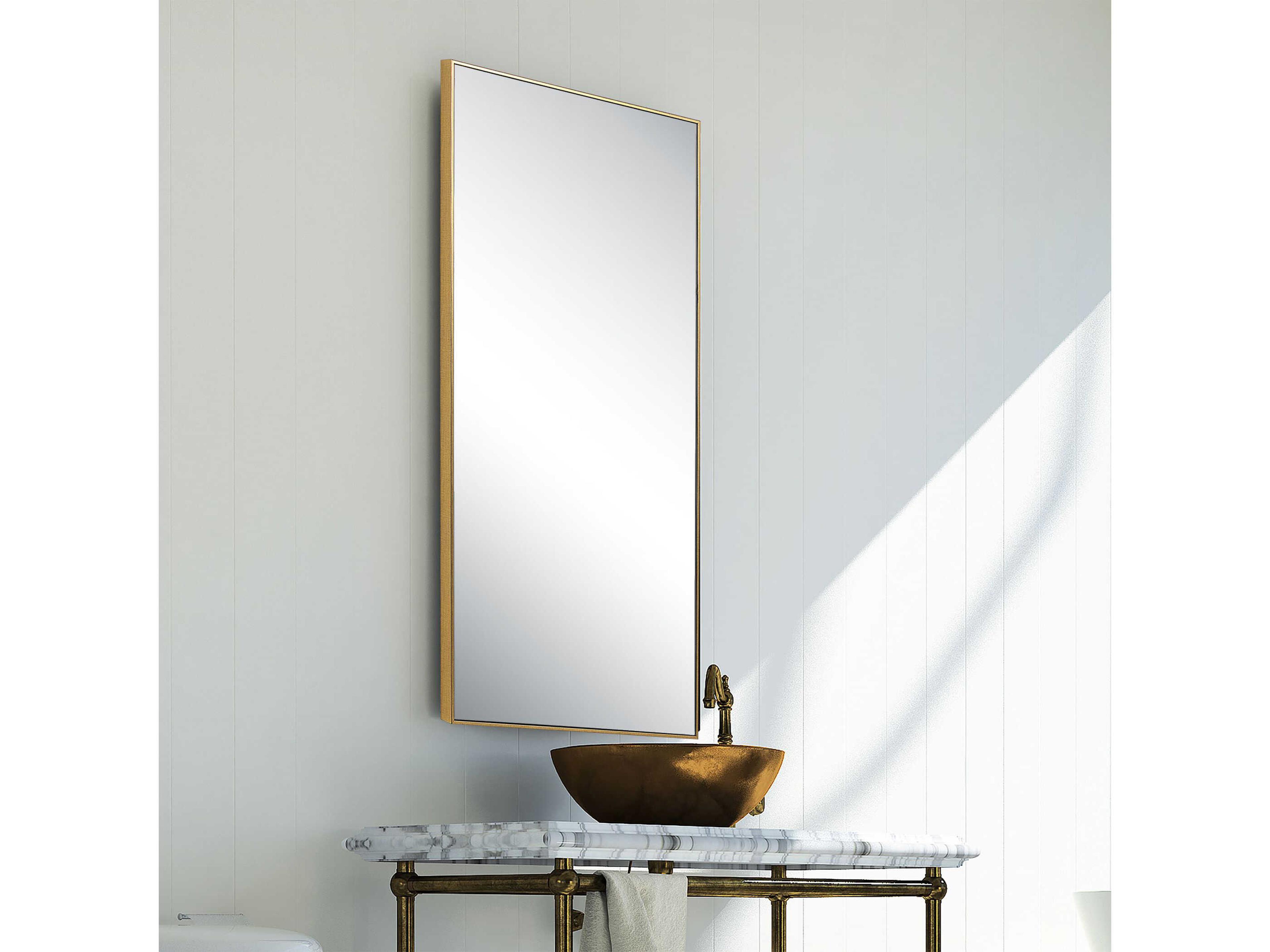 Luxecor Illumination Gold Rectangular Wall Mirror