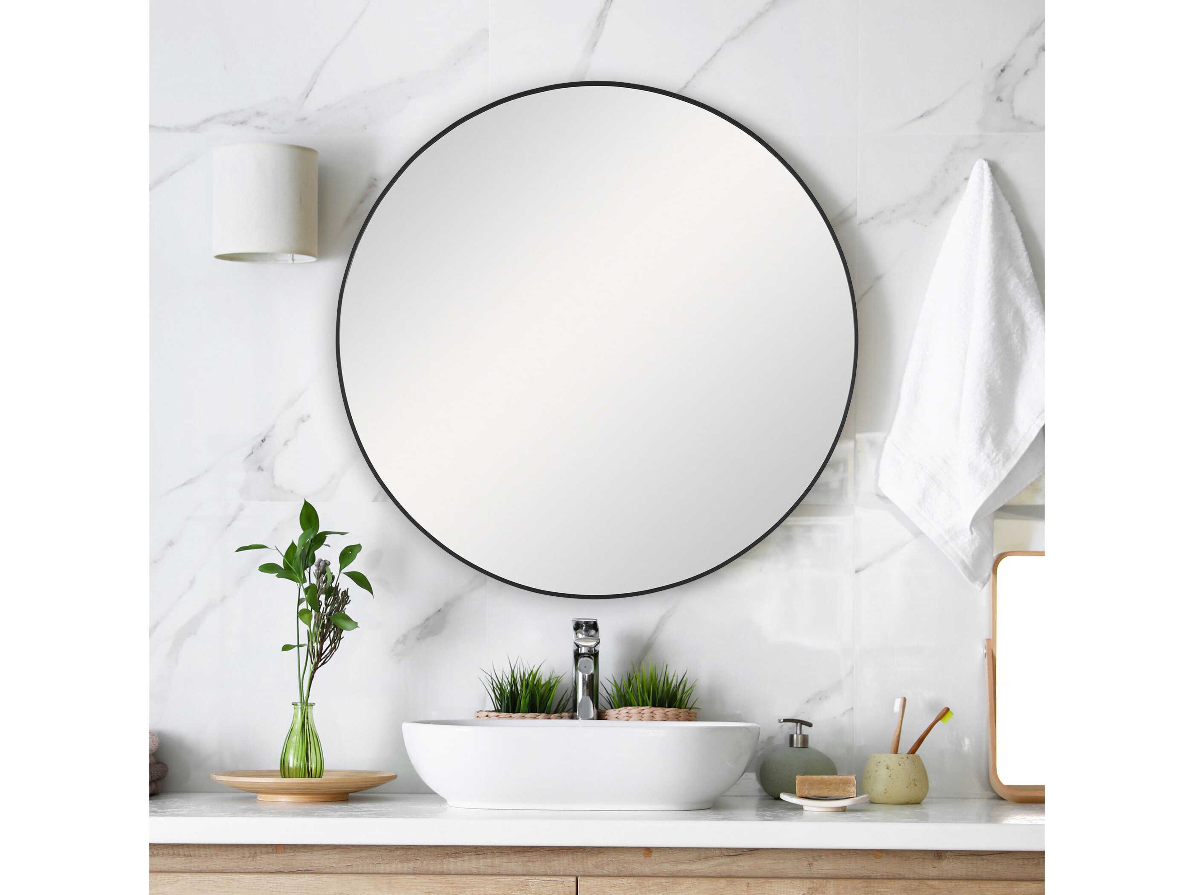Luxecor Illumination Satin Black Round Wall Mirror