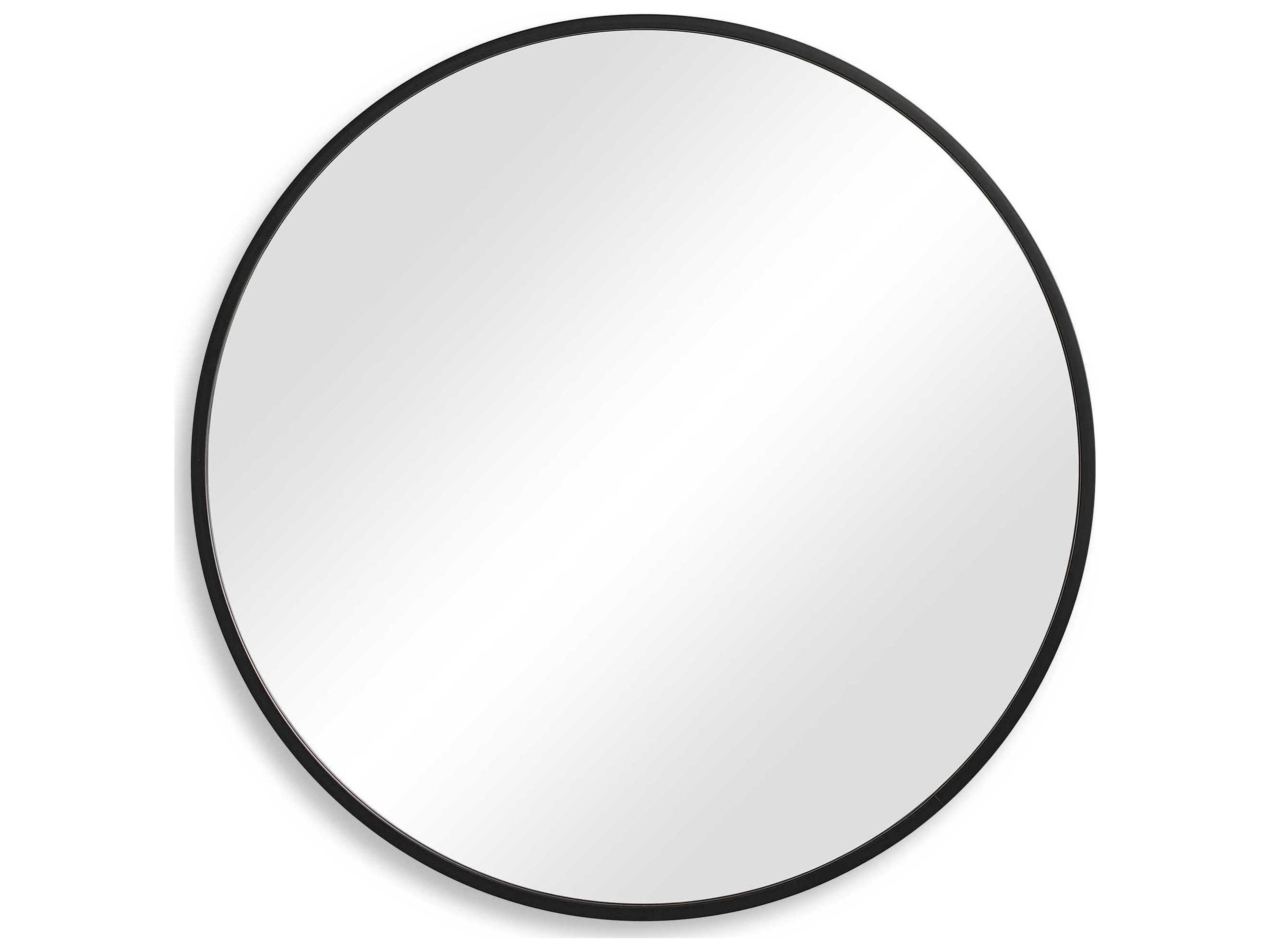 Illumination Matte Black Round Wall Mirror