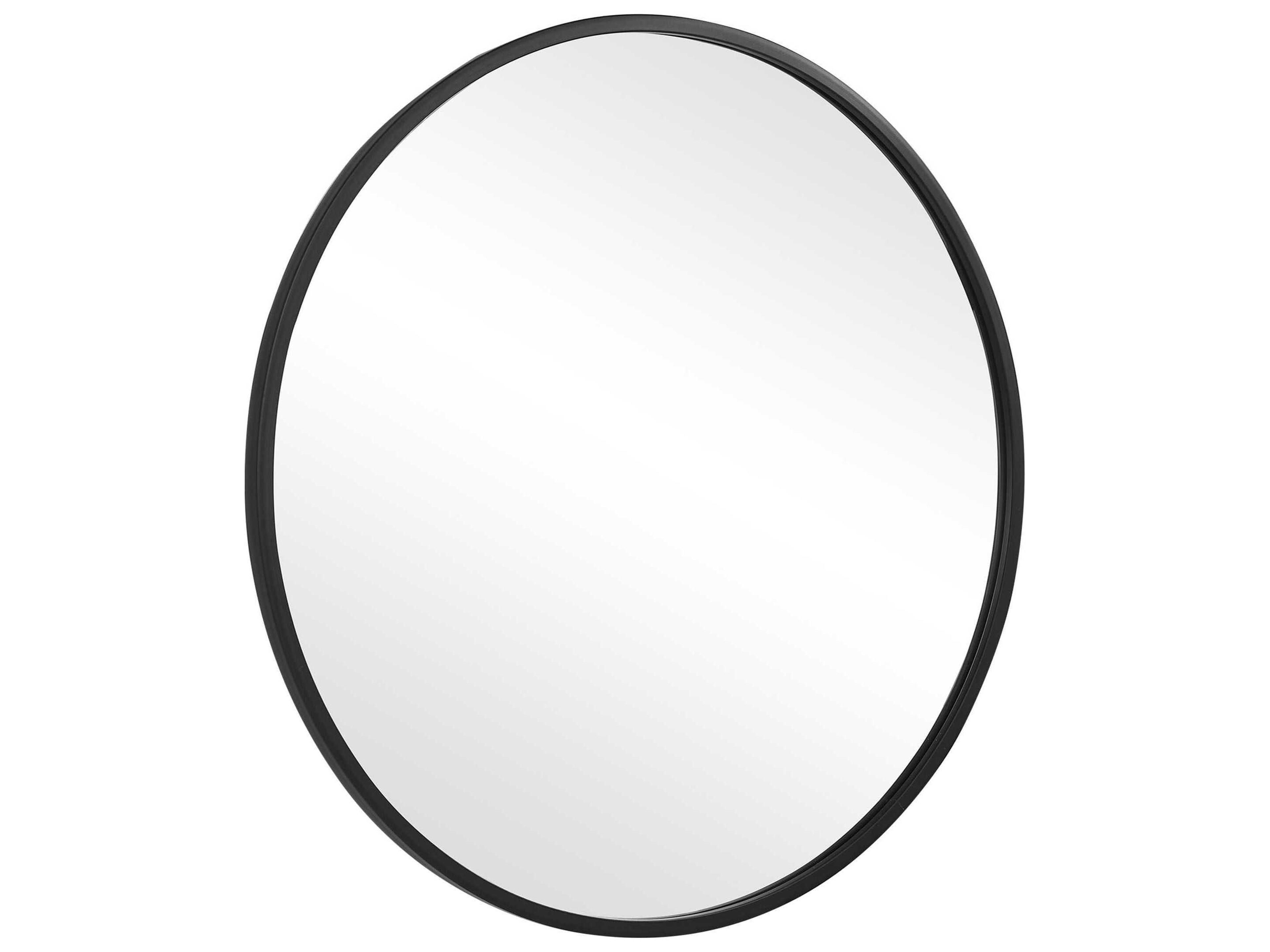 Luxecor Illumination Matte Black Round Wall Mirror