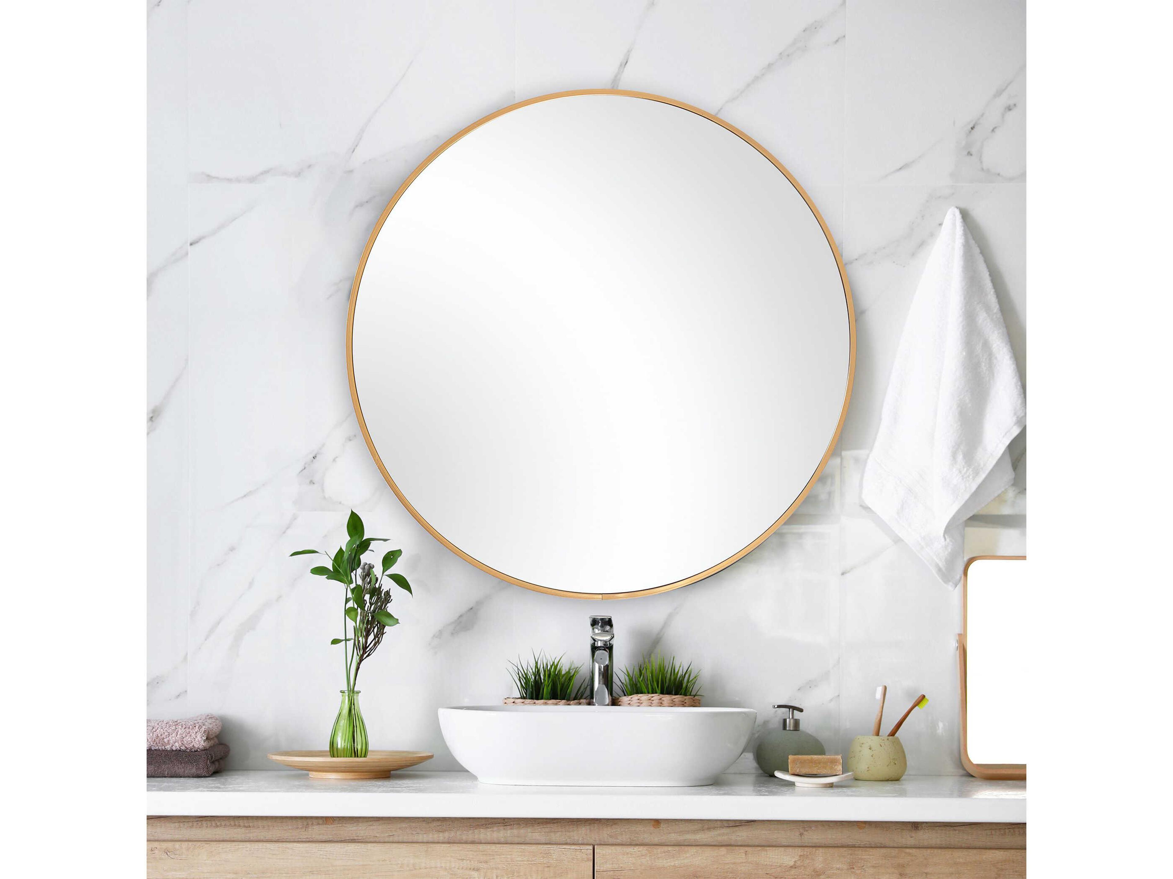 Luxecor Illumination Brushed Gold Round Wall Mirror