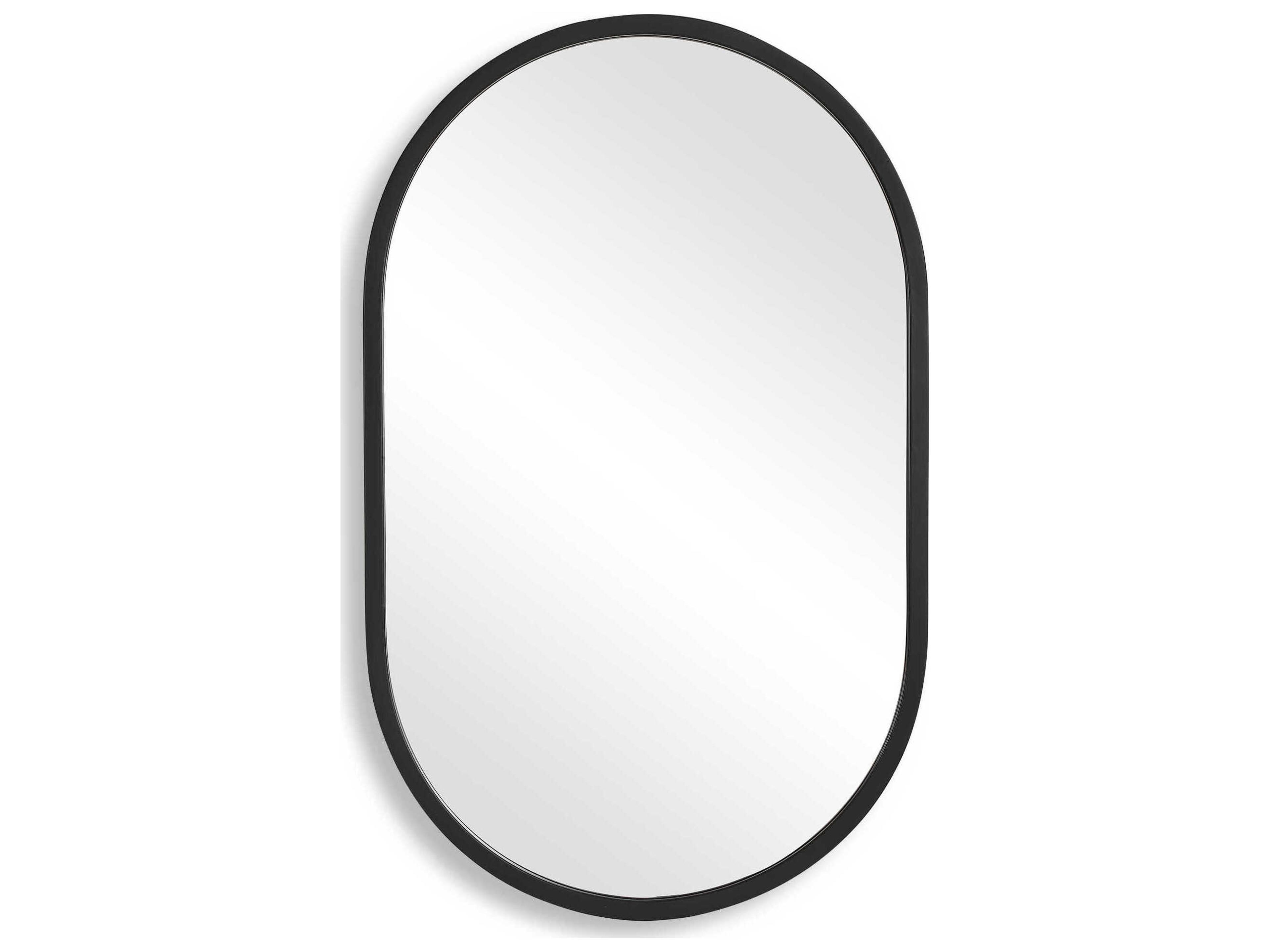 Luxecor Illumination Matte Black Oval Wall Mirror