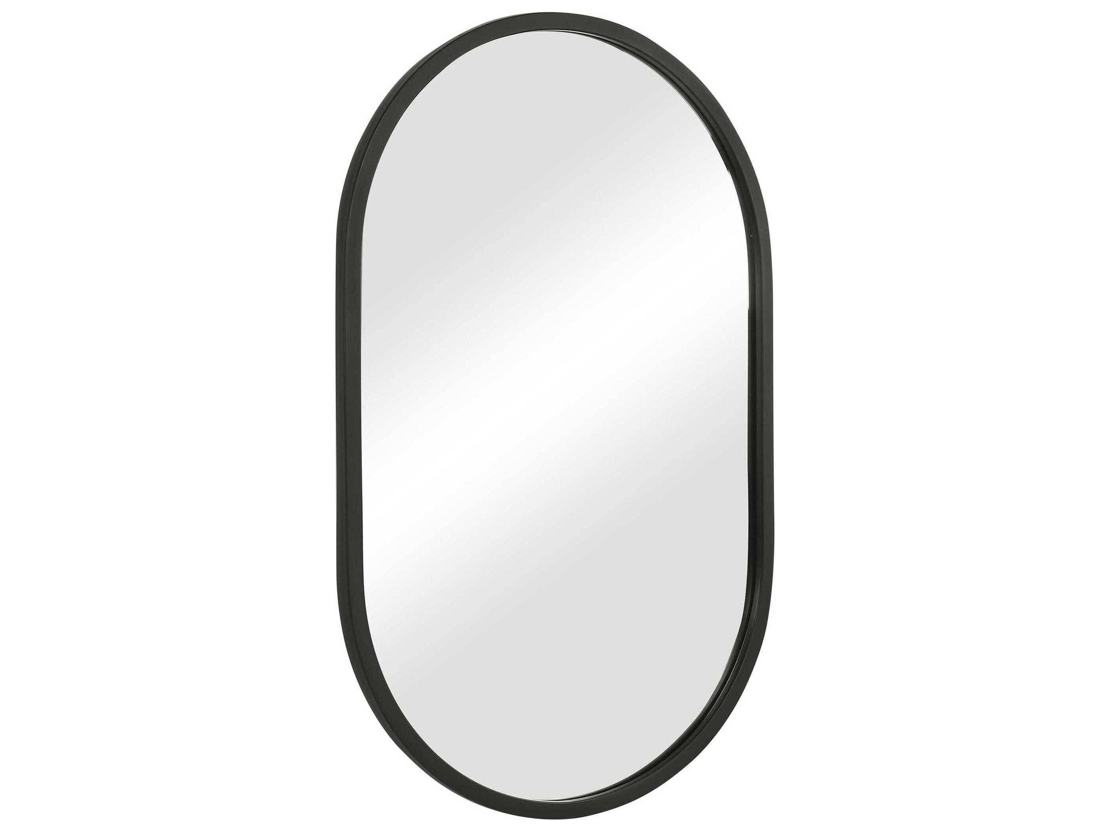 Luxecor Illumination Matte Black Oval Wall Mirror