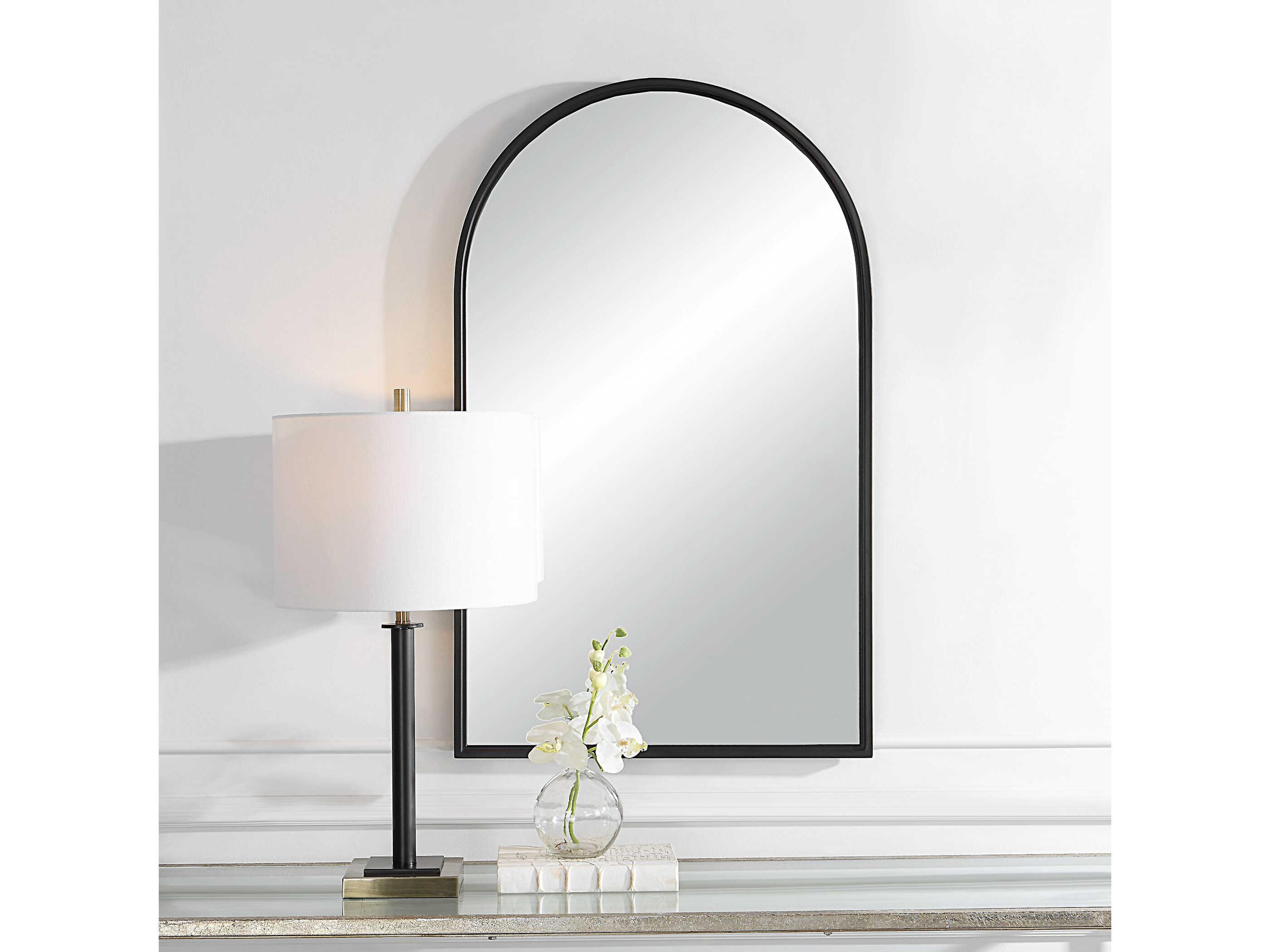 Luxecor Illumination Matte Black Wall Mirror