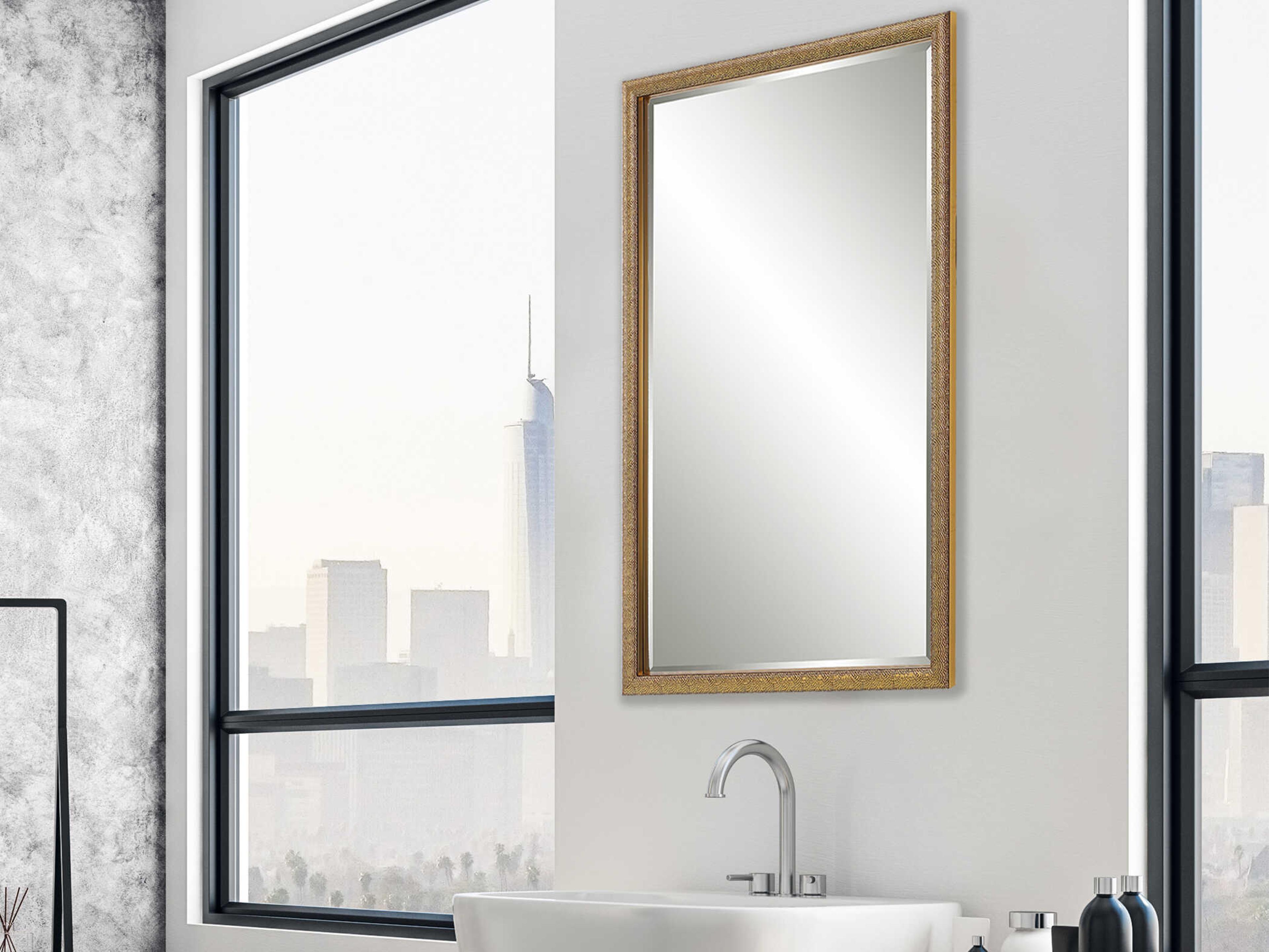 Luxecor Illumination Gold Dark Brown Rectangular Wall Mirror