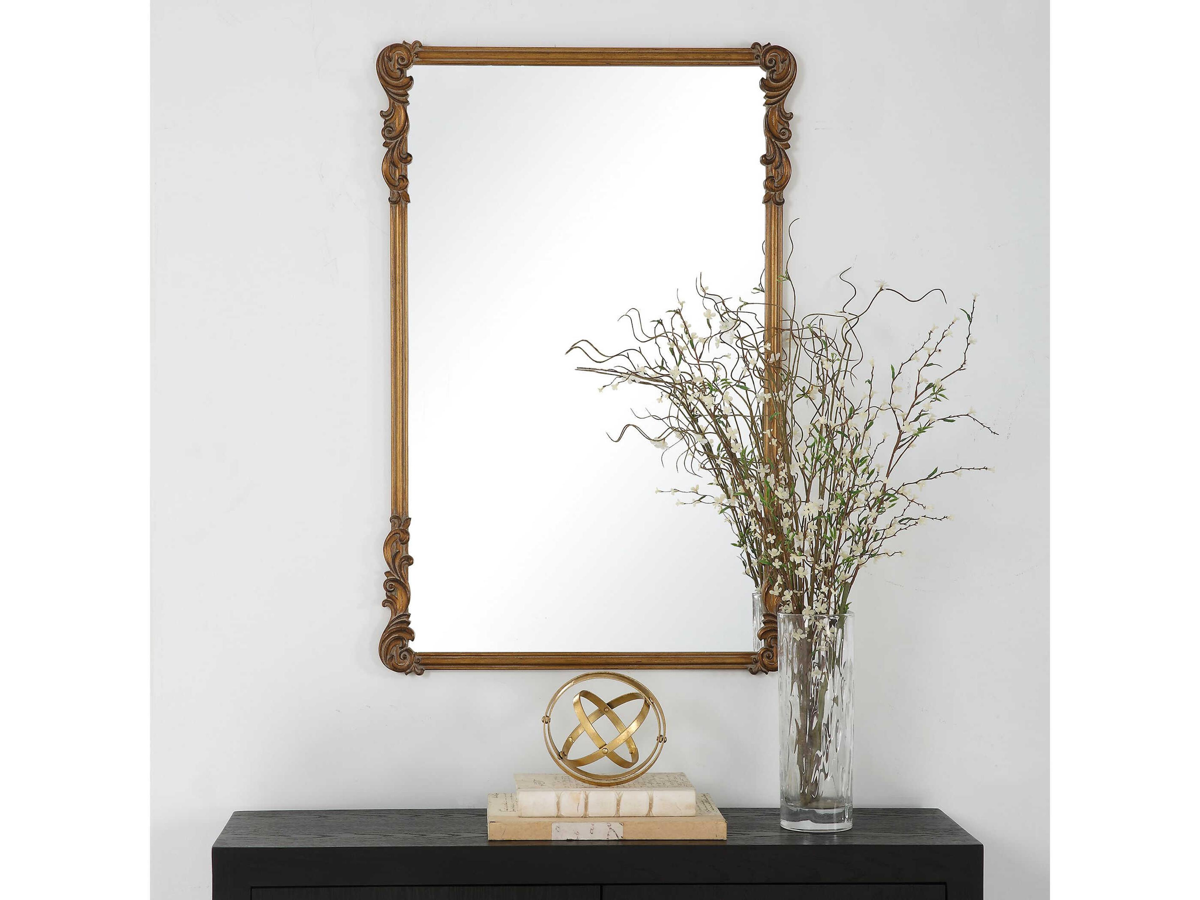 Luxecor Illumination Antique Gold Rectangular Wall Mirror