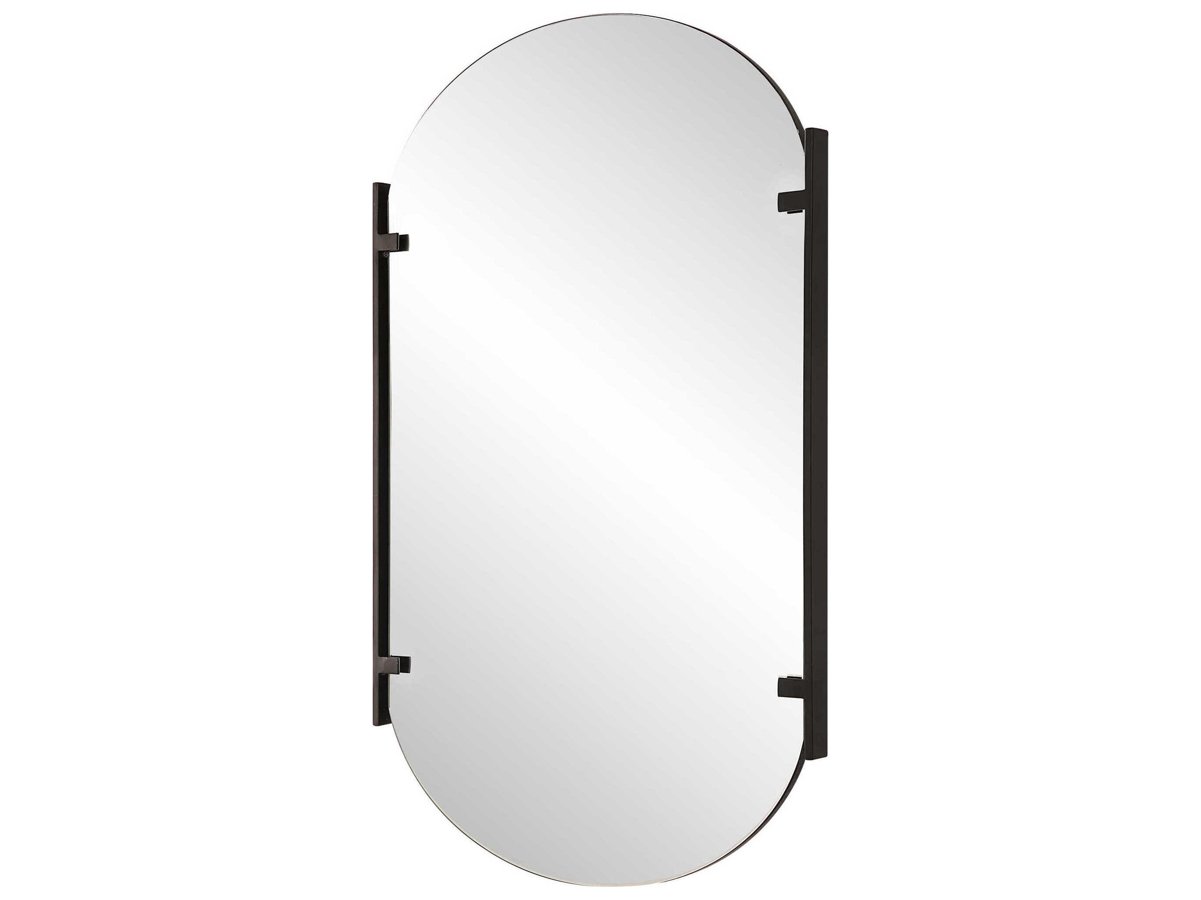 Luxecor Illumination Satin Black Oval Wall Mirror