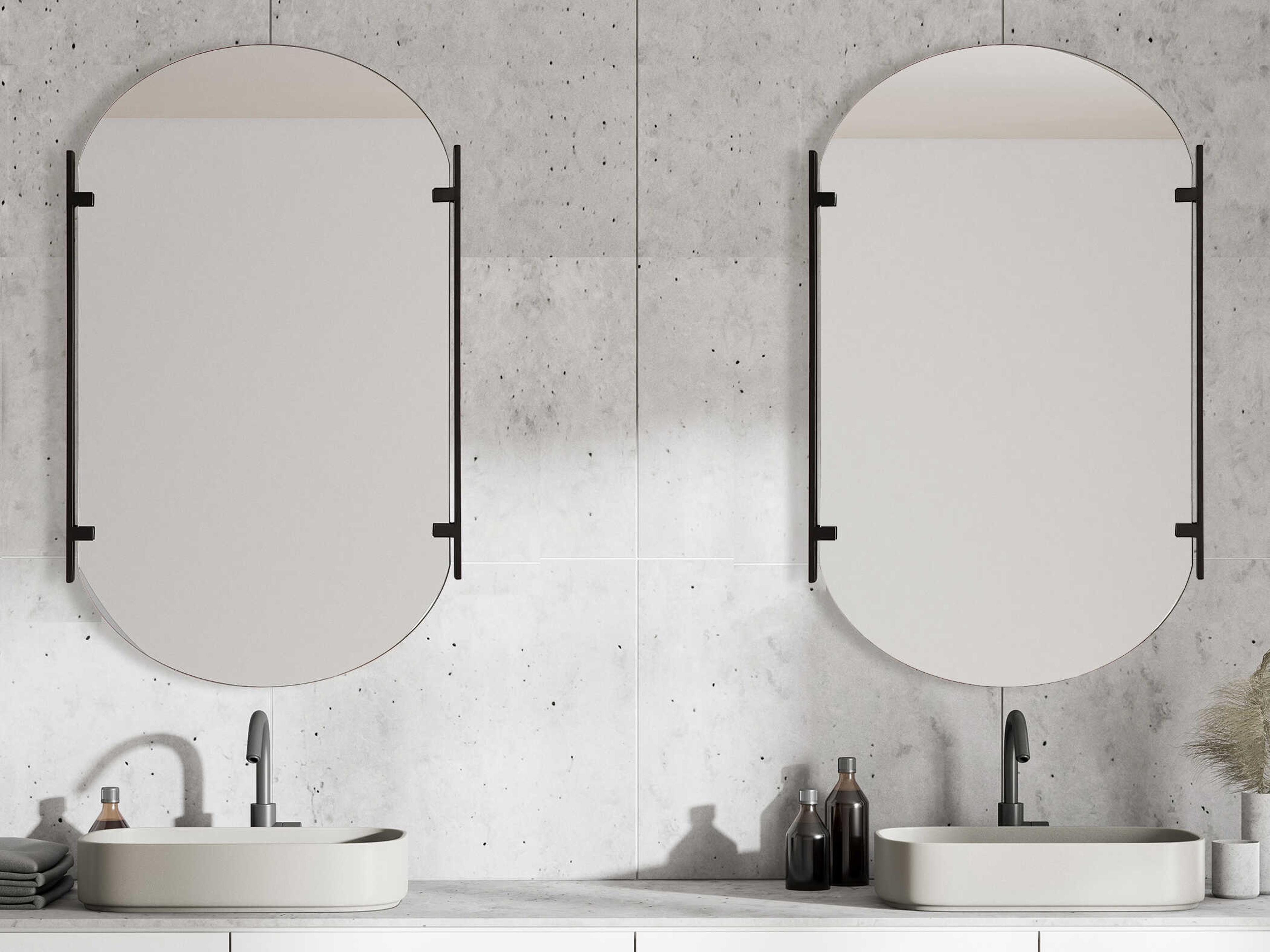 Luxecor Illumination Satin Black Oval Wall Mirror