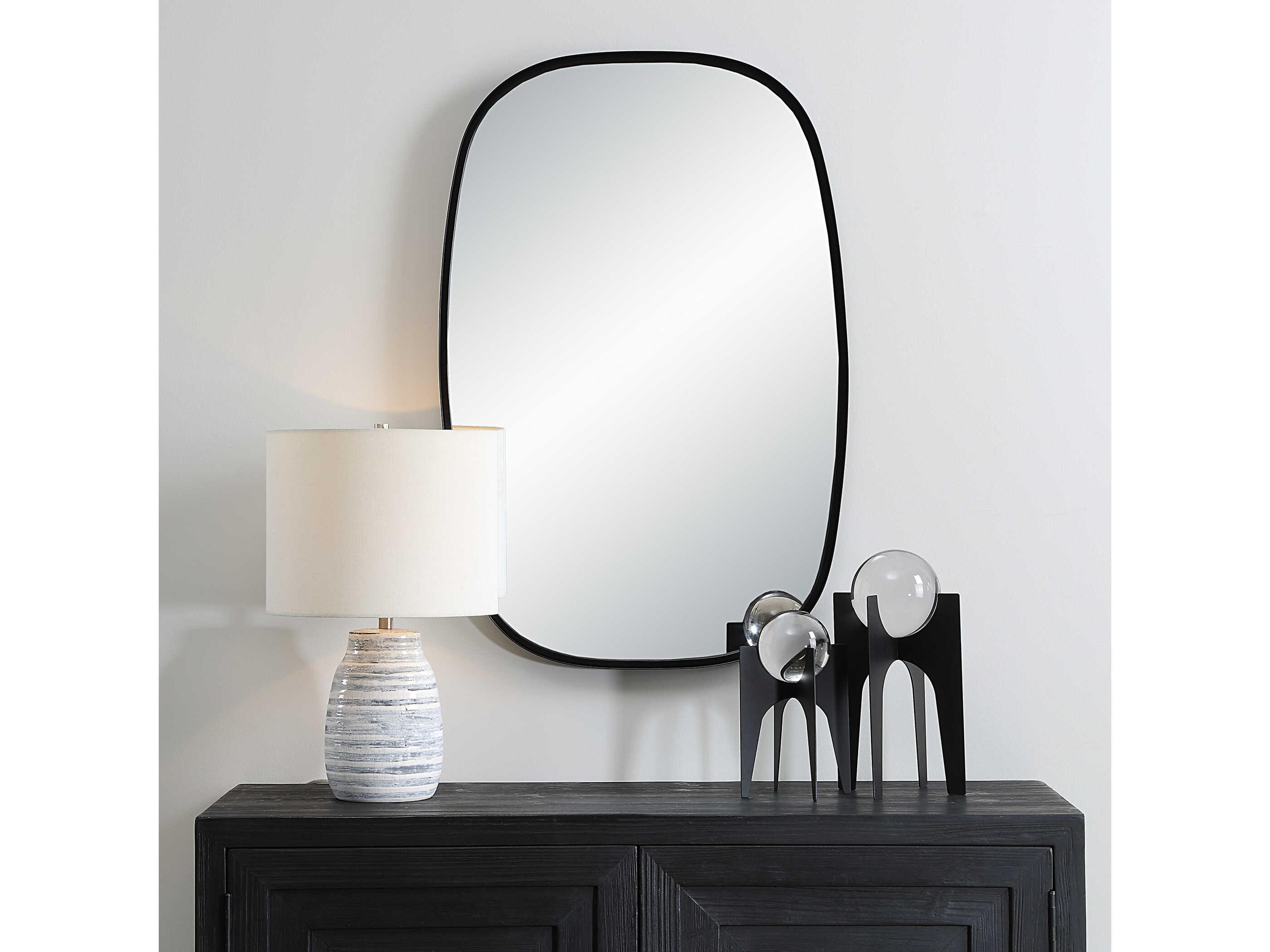 Luxecor Illumination Satin Black Wall Mirror