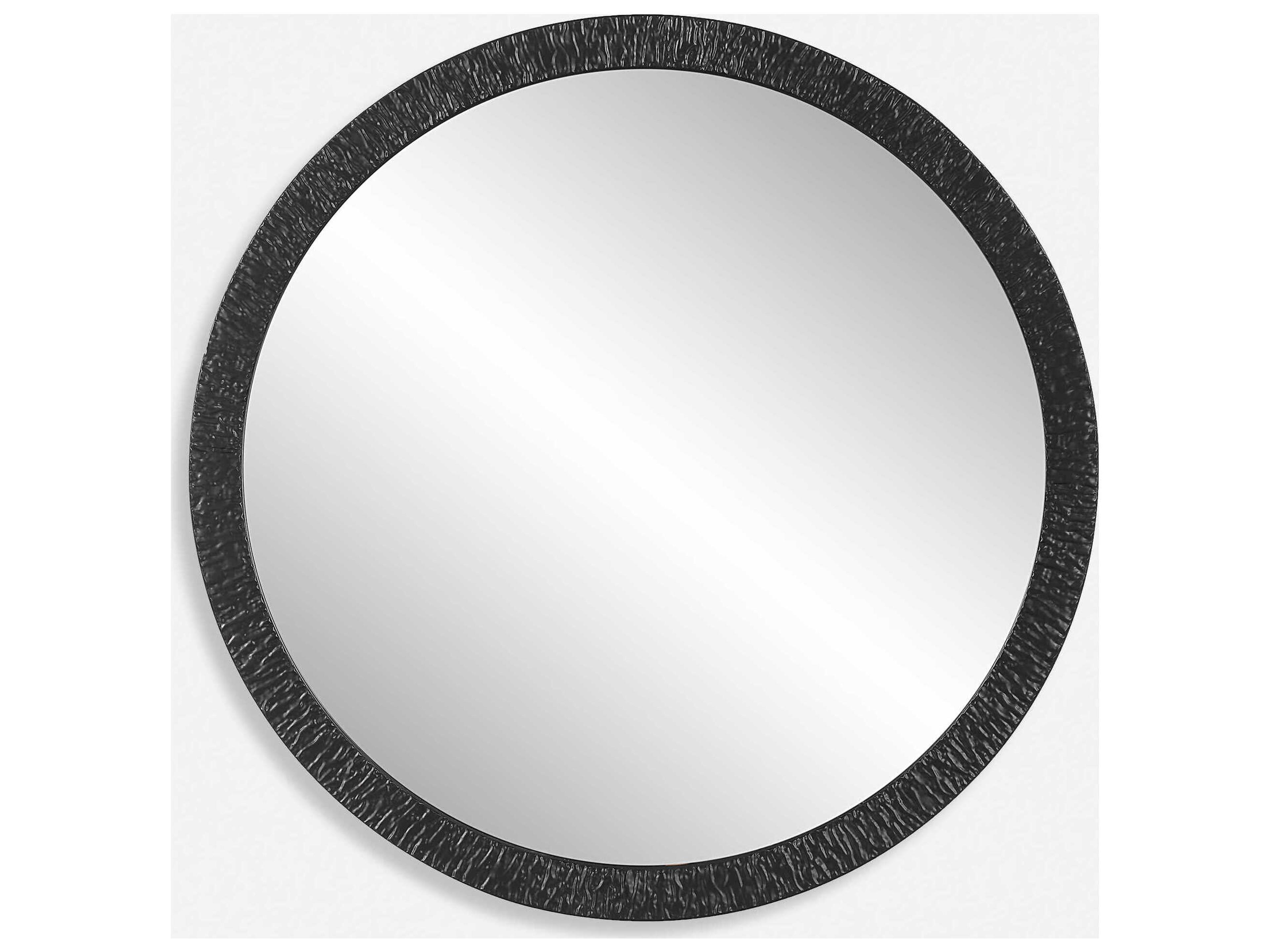Luxecor Illumination Satin Black Round Wall Mirror