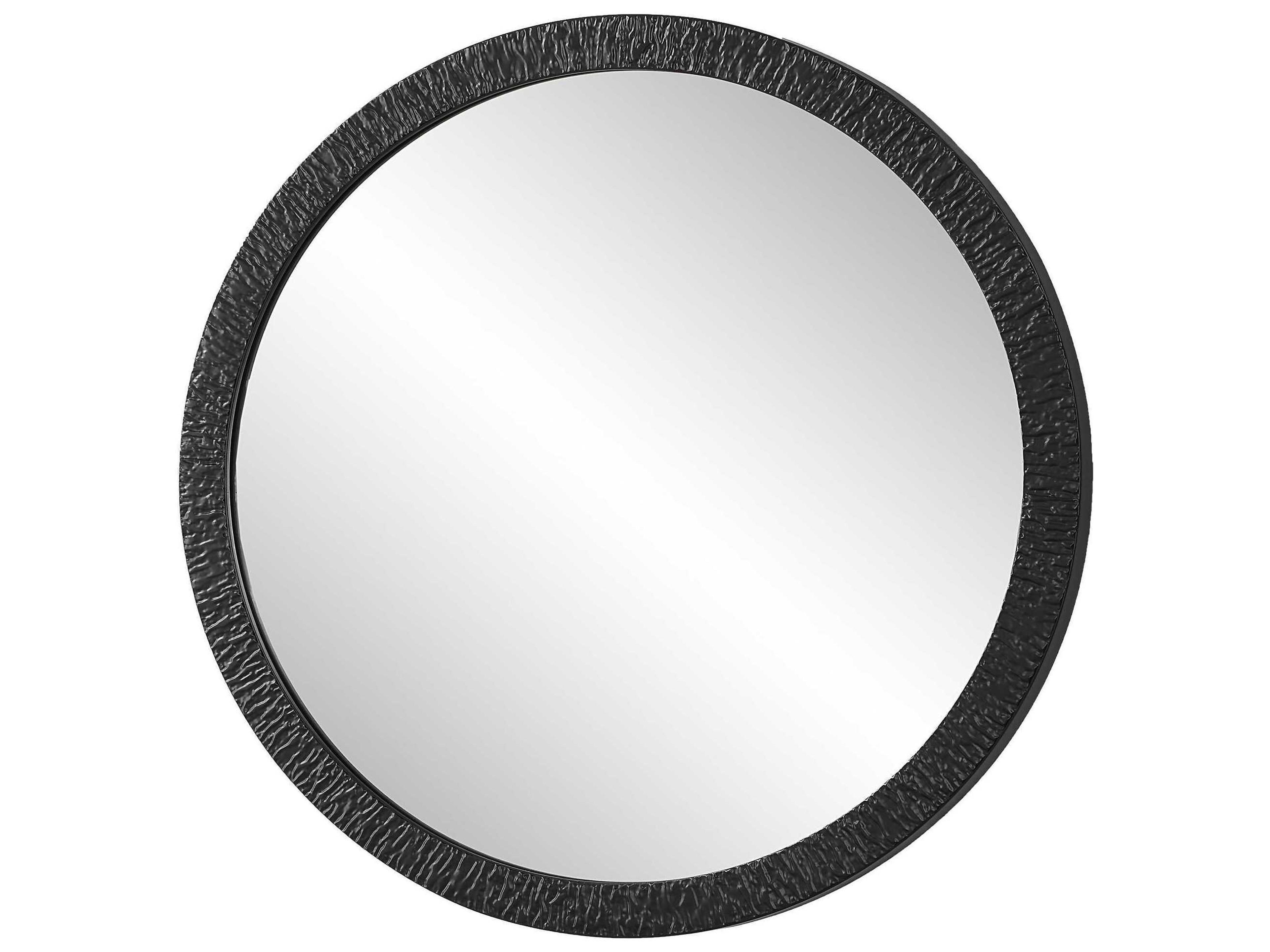 Illumination Satin Black Round Wall Mirror