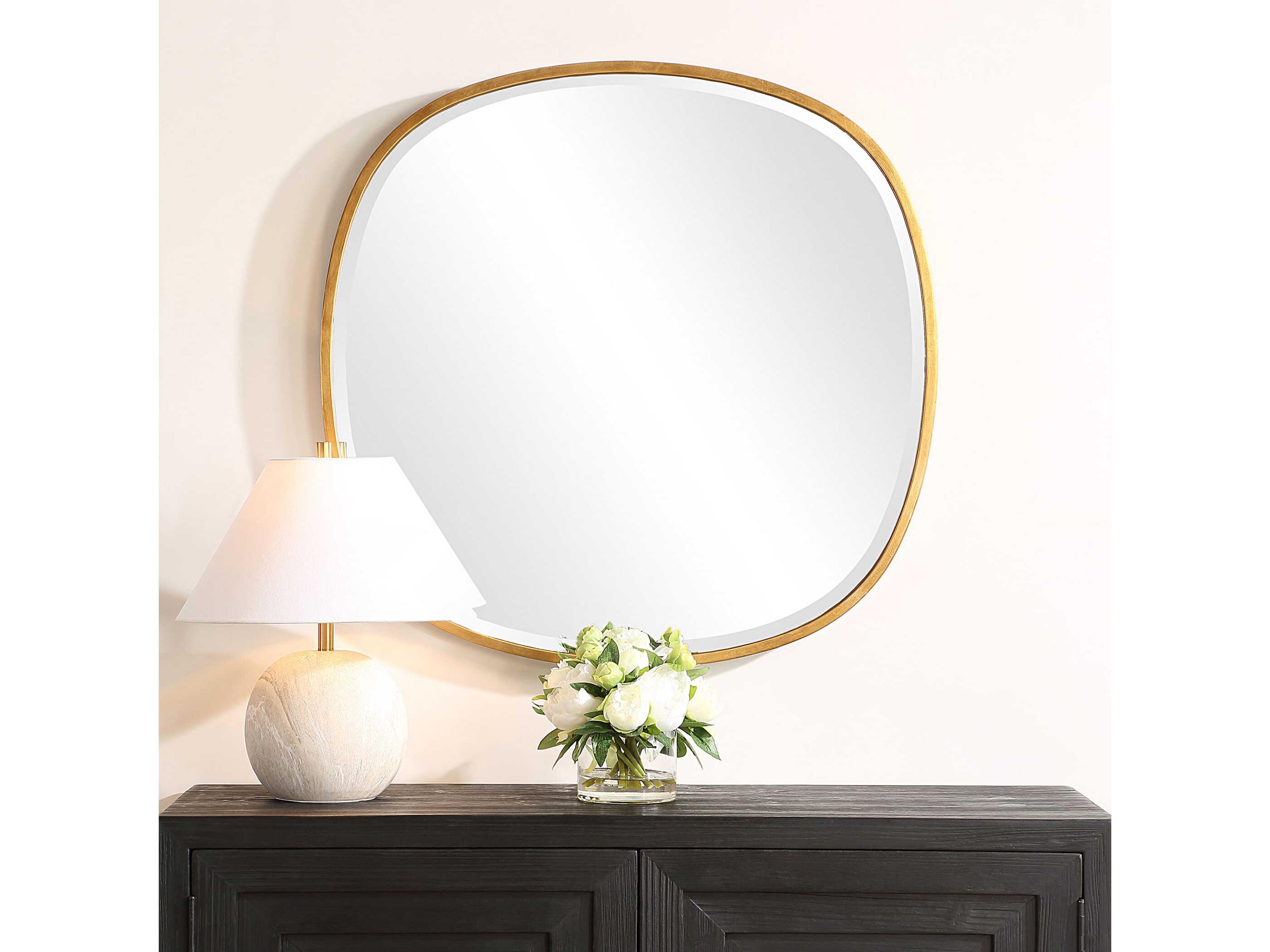 Luxecor Illumination Gold Leaf Round Wall Mirror