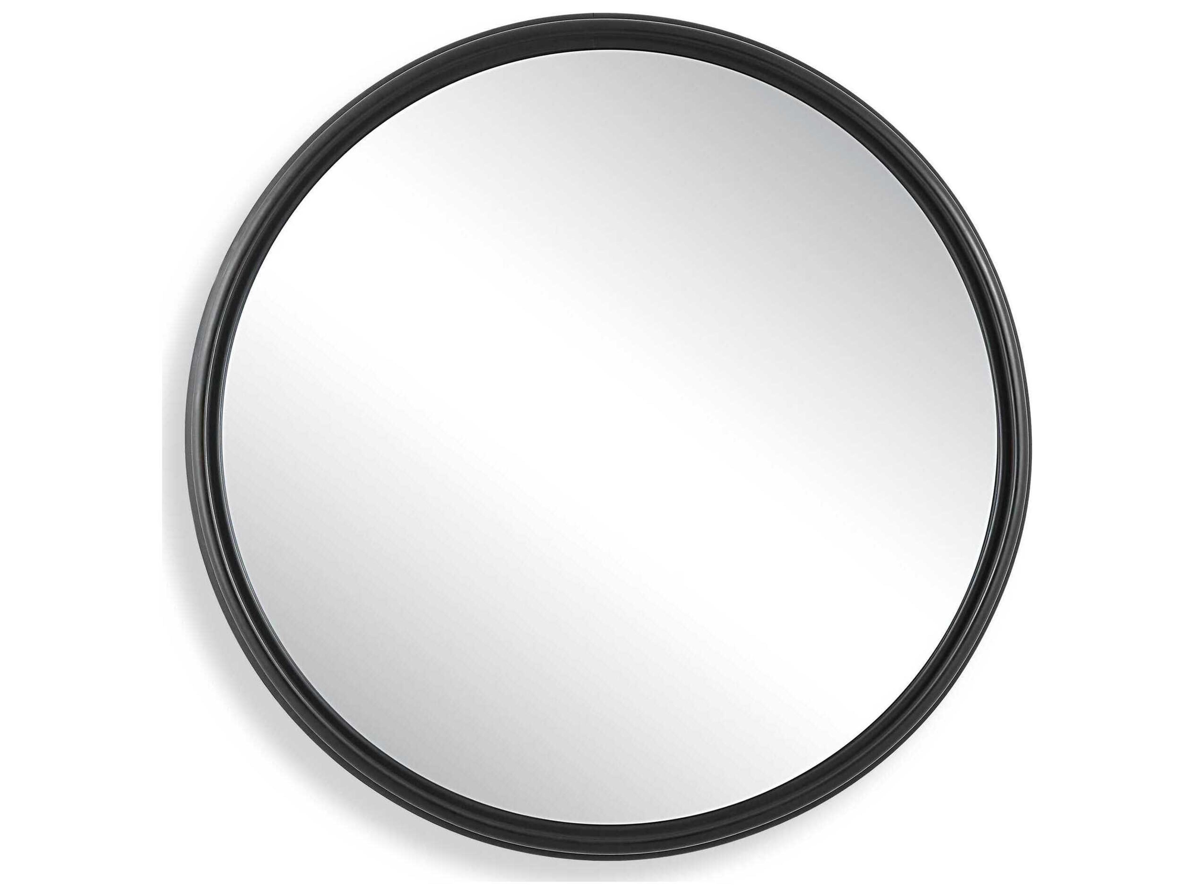Illumination Matte Black Round Wall Mirror