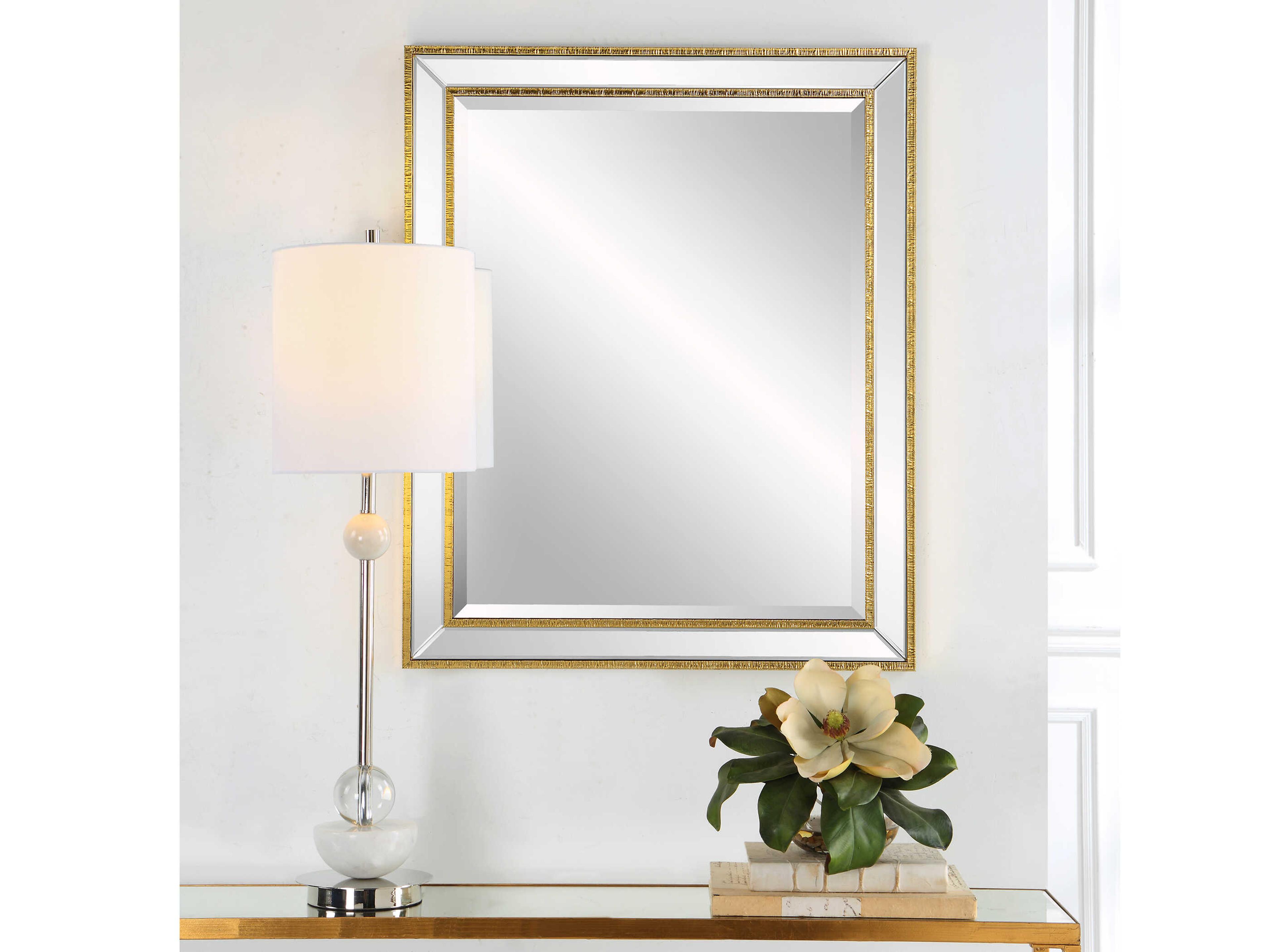 Luxecor Illumination Gold Rectangular Wall Mirror