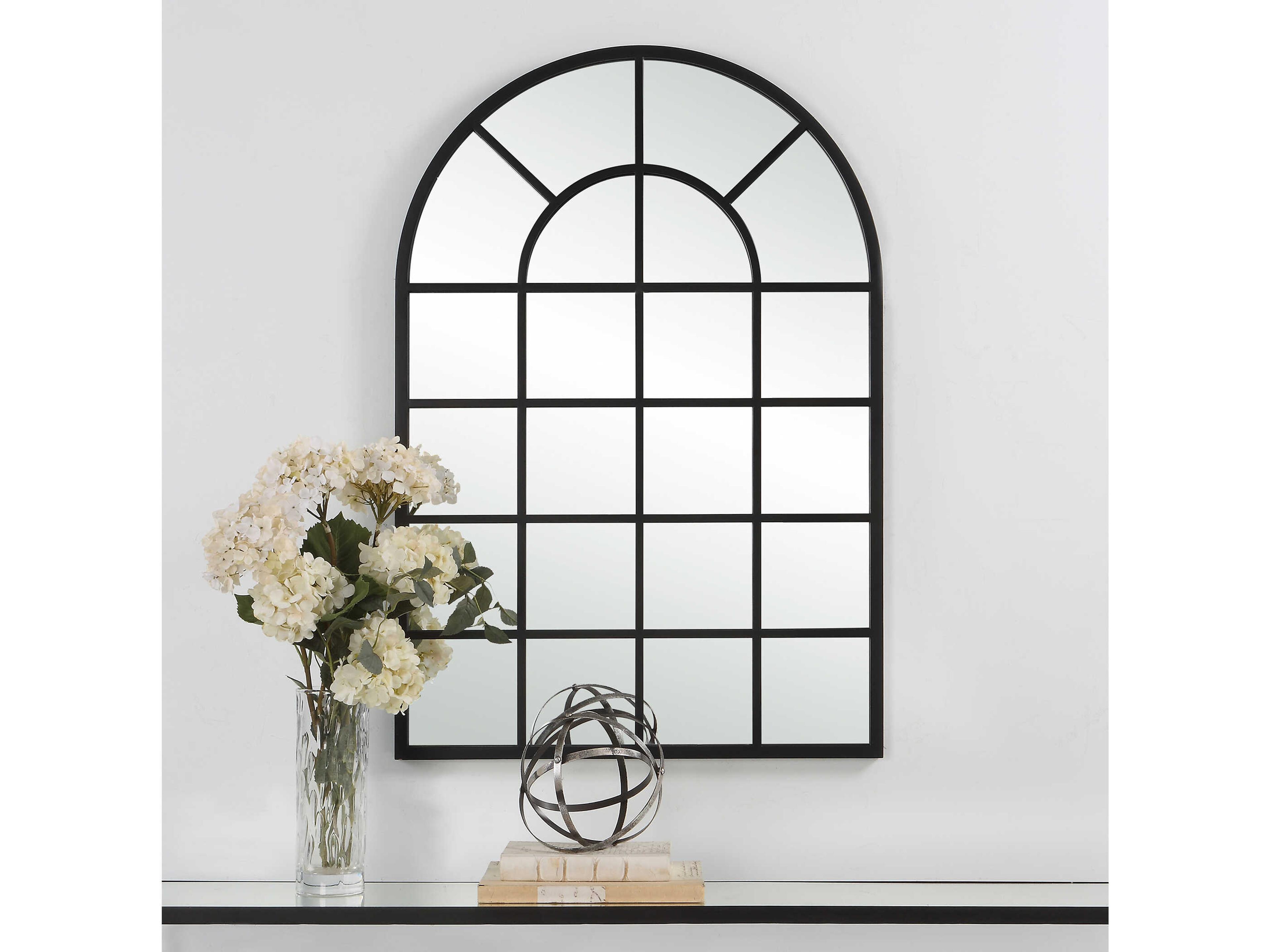 Luxecor Illumination Matte Black Arch Wall Mirror