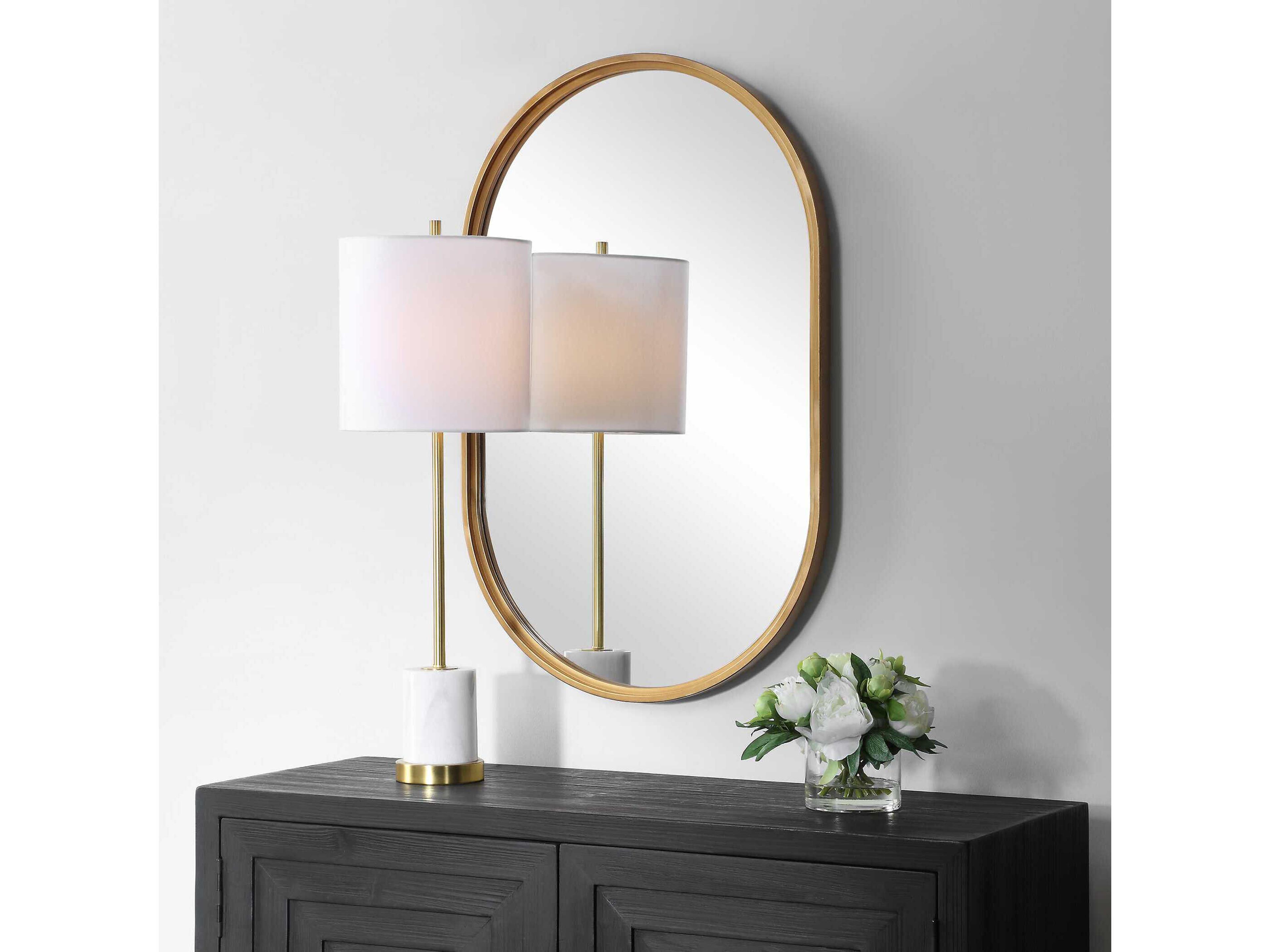 Luxecor Illumination Brushed Gold Oval Wall Mirror