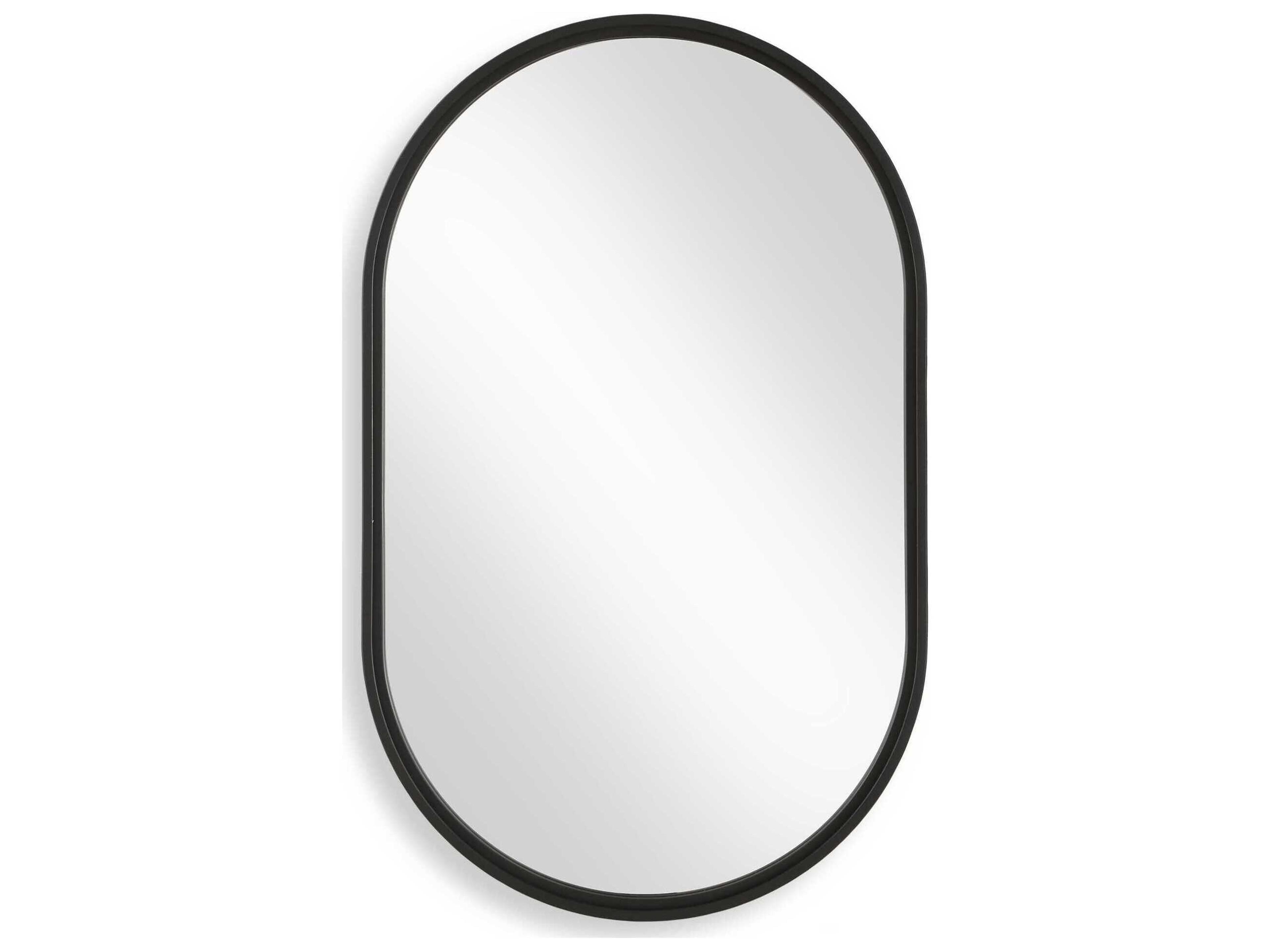 Luxecor Illumination Satin Black Oval Wall Mirror