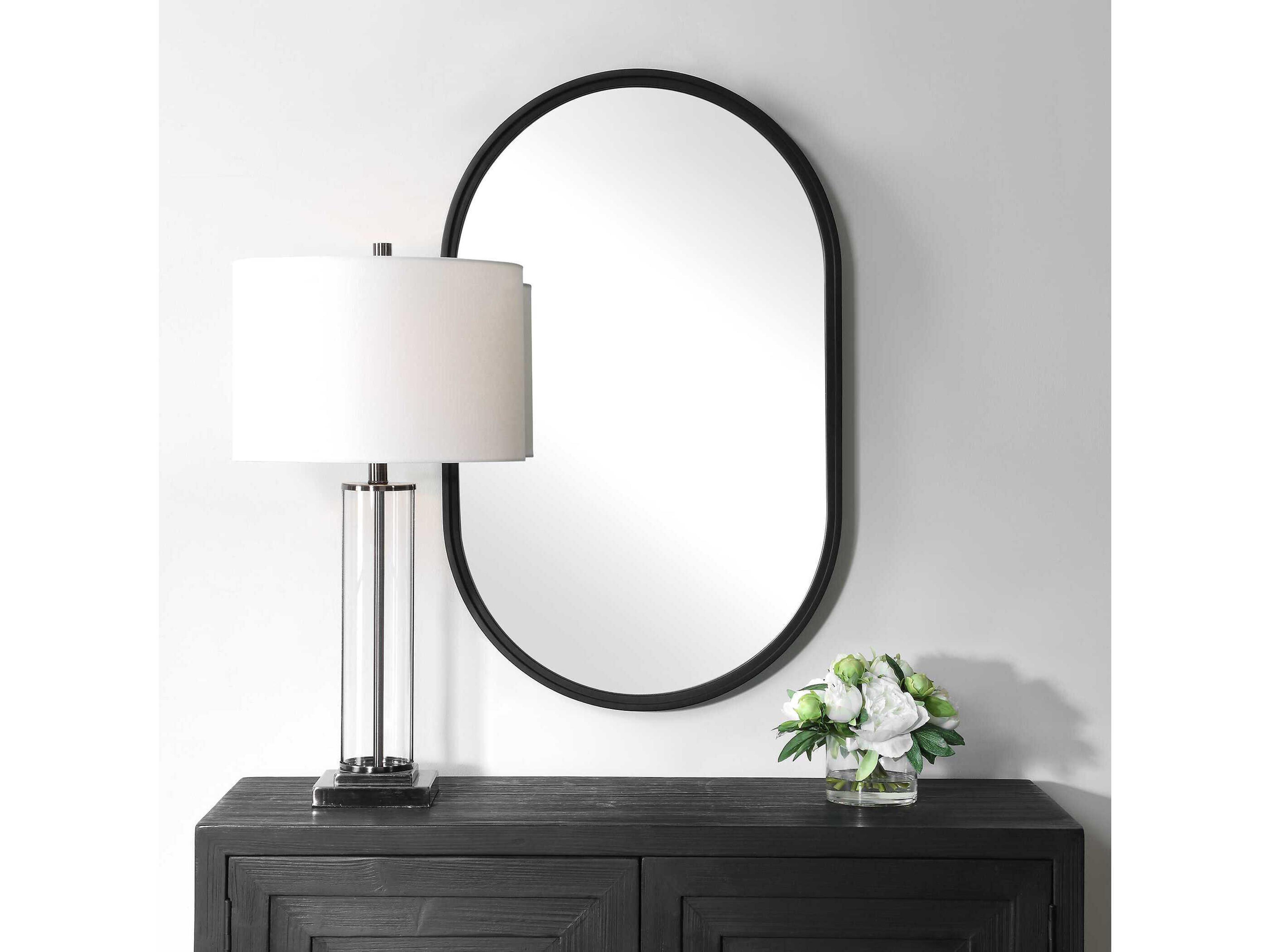 Luxecor Illumination Satin Black Oval Wall Mirror