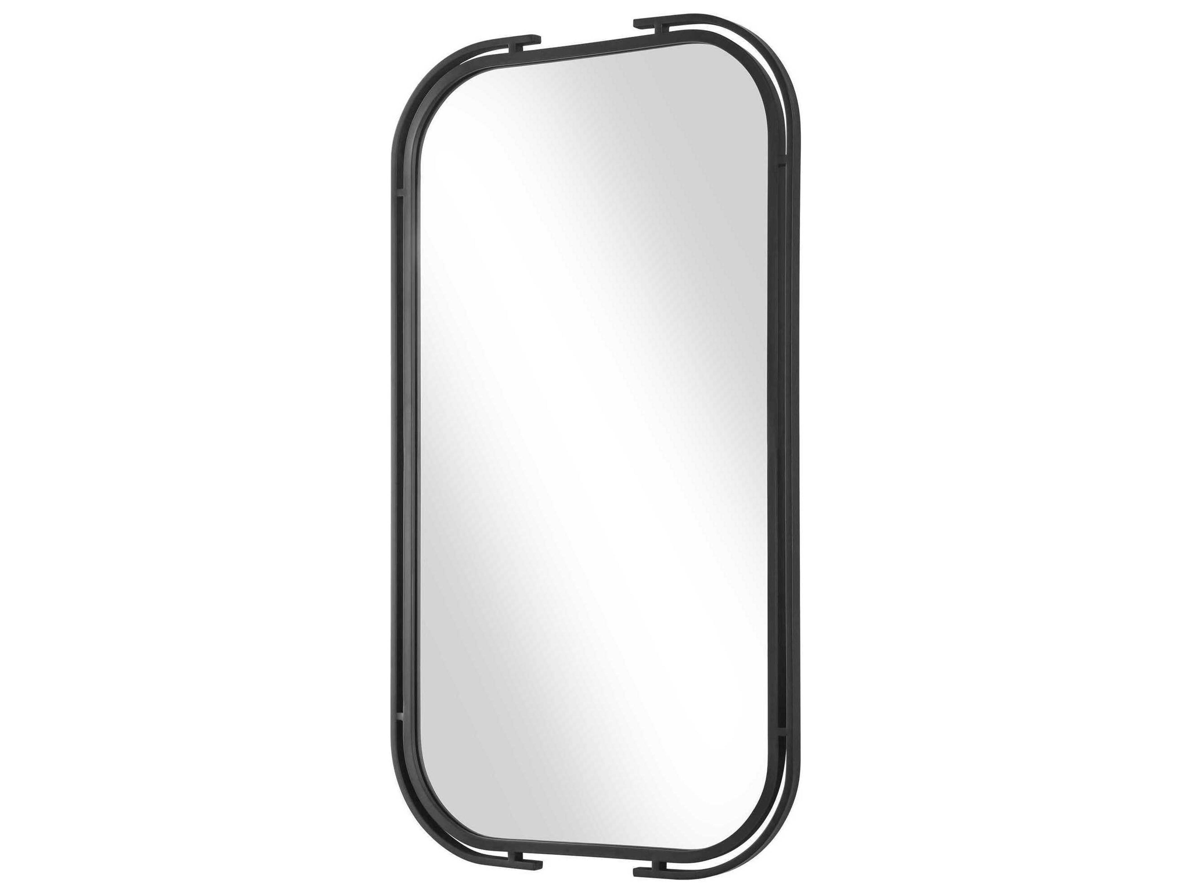 Luxecor Illumination Matte Black Rectangular Wall Mirror