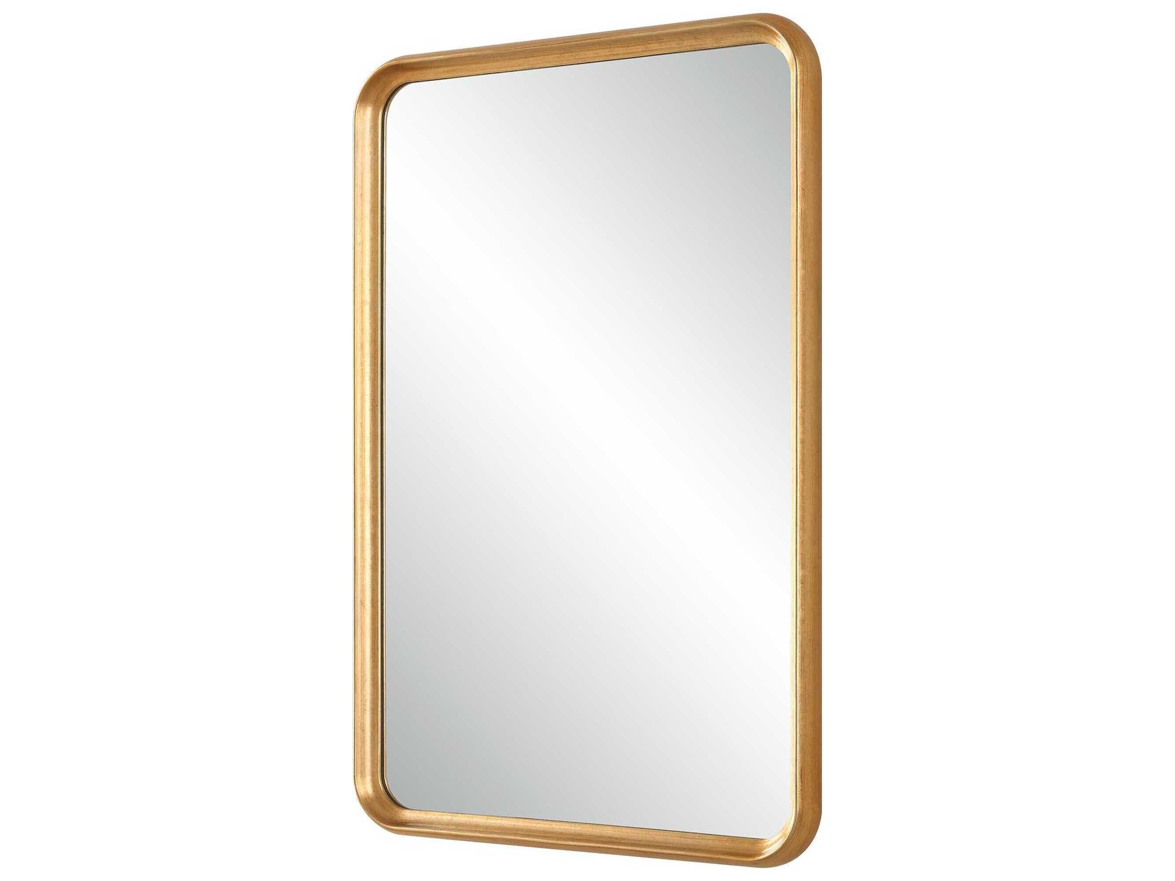 Luxecor Illumination Champagne Gold Leaf Rectangular Wall Mirror