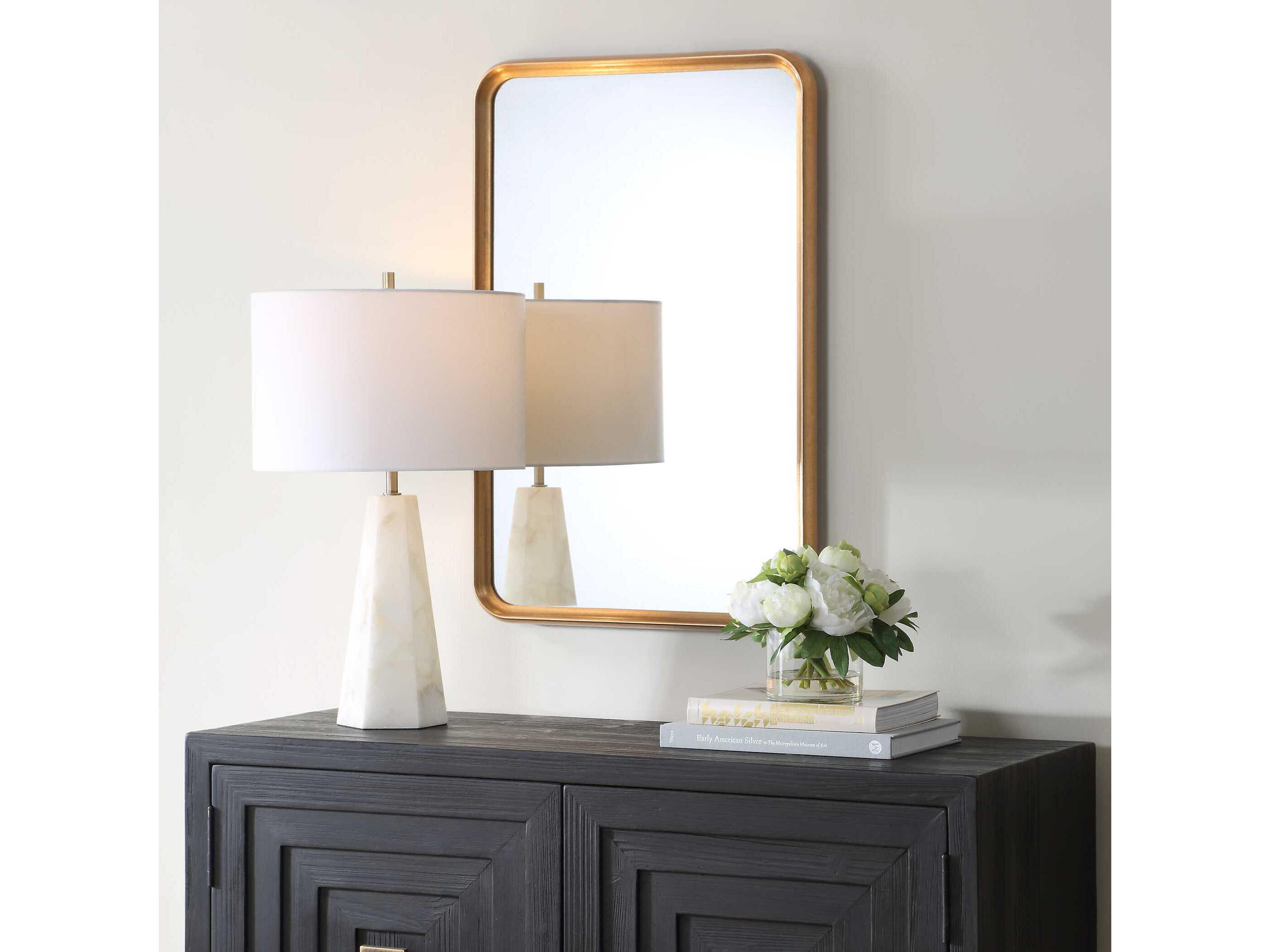 Luxecor Illumination Champagne Gold Leaf Rectangular Wall Mirror