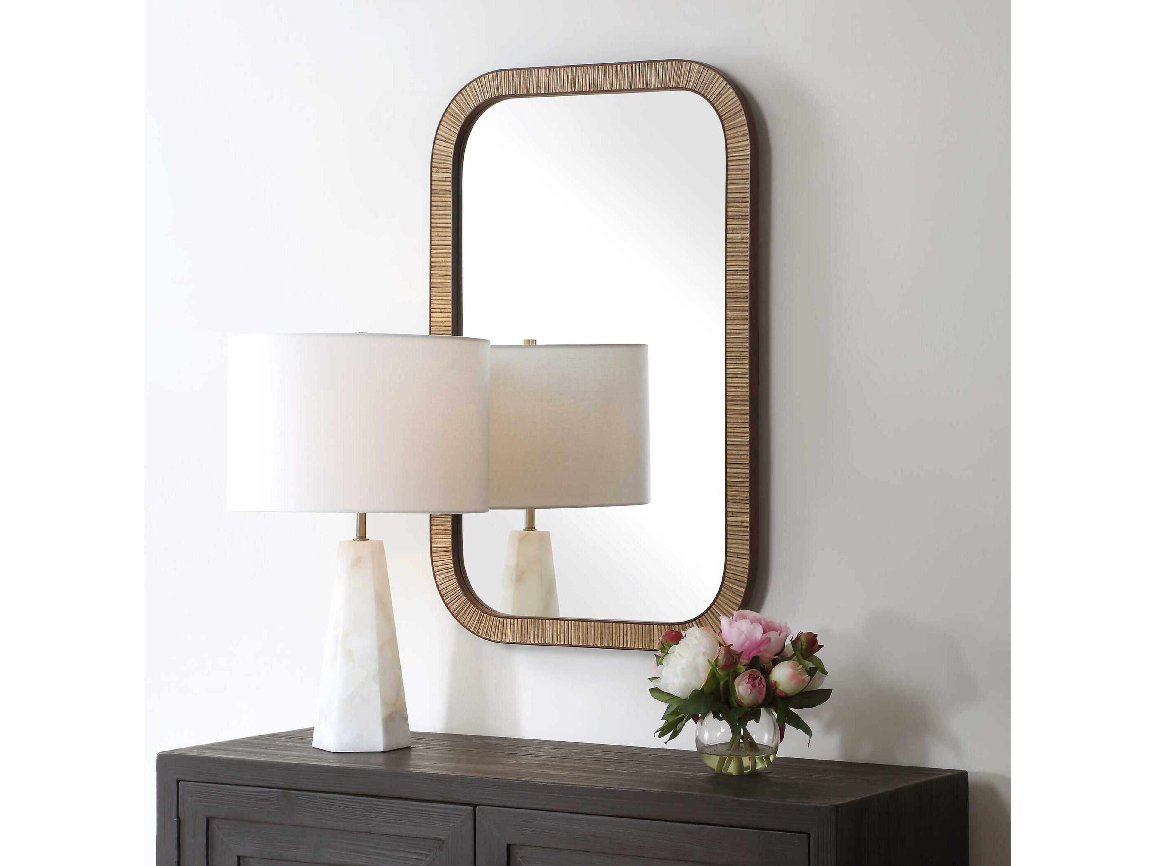 Luxecor Illumination Dark Brown Rectangular Wall Mirror