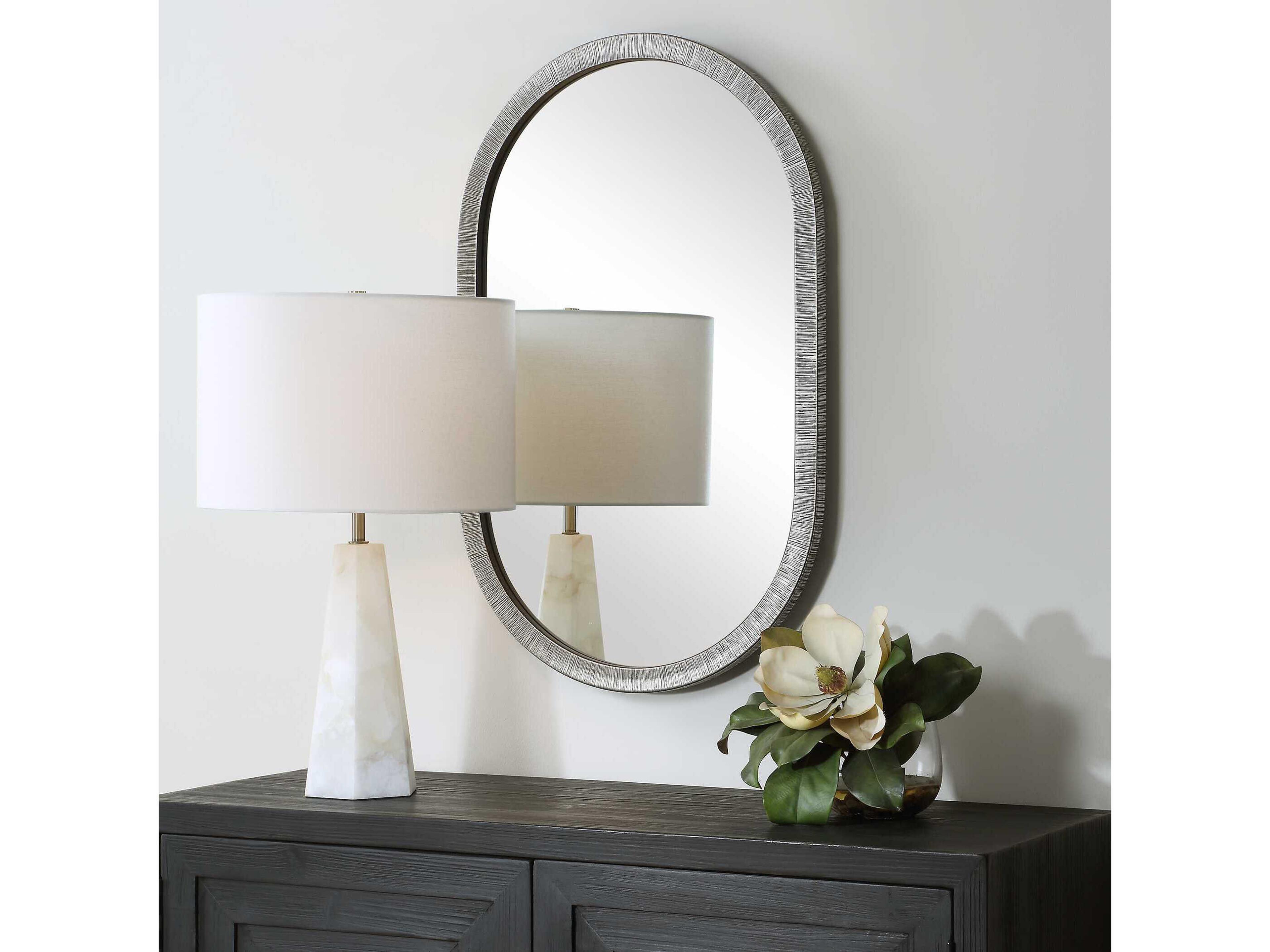 Luxecor Illumination Silver Black Oval Wall Mirror