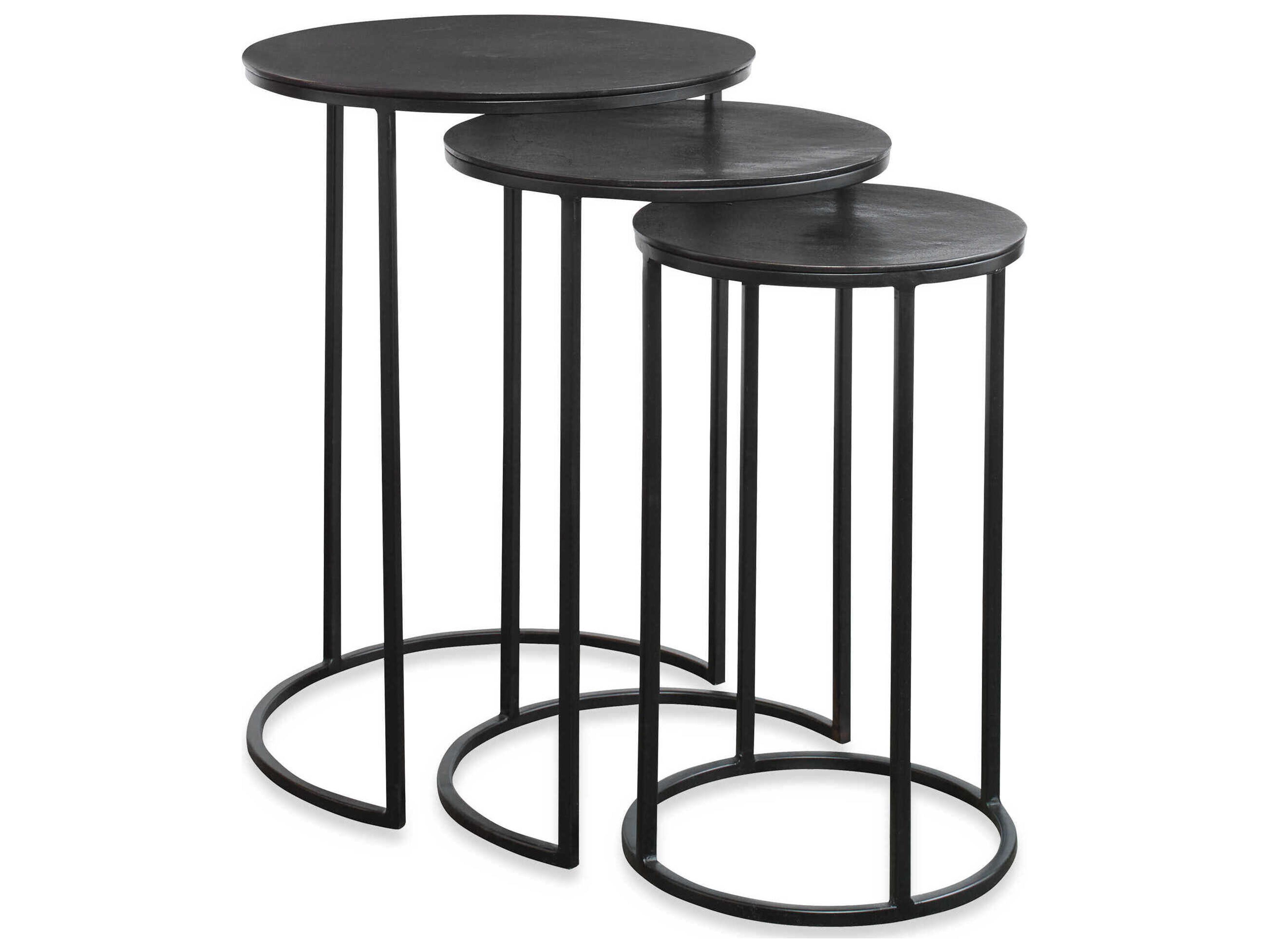 Luxecor Illumination Round Metal Espresso End Table